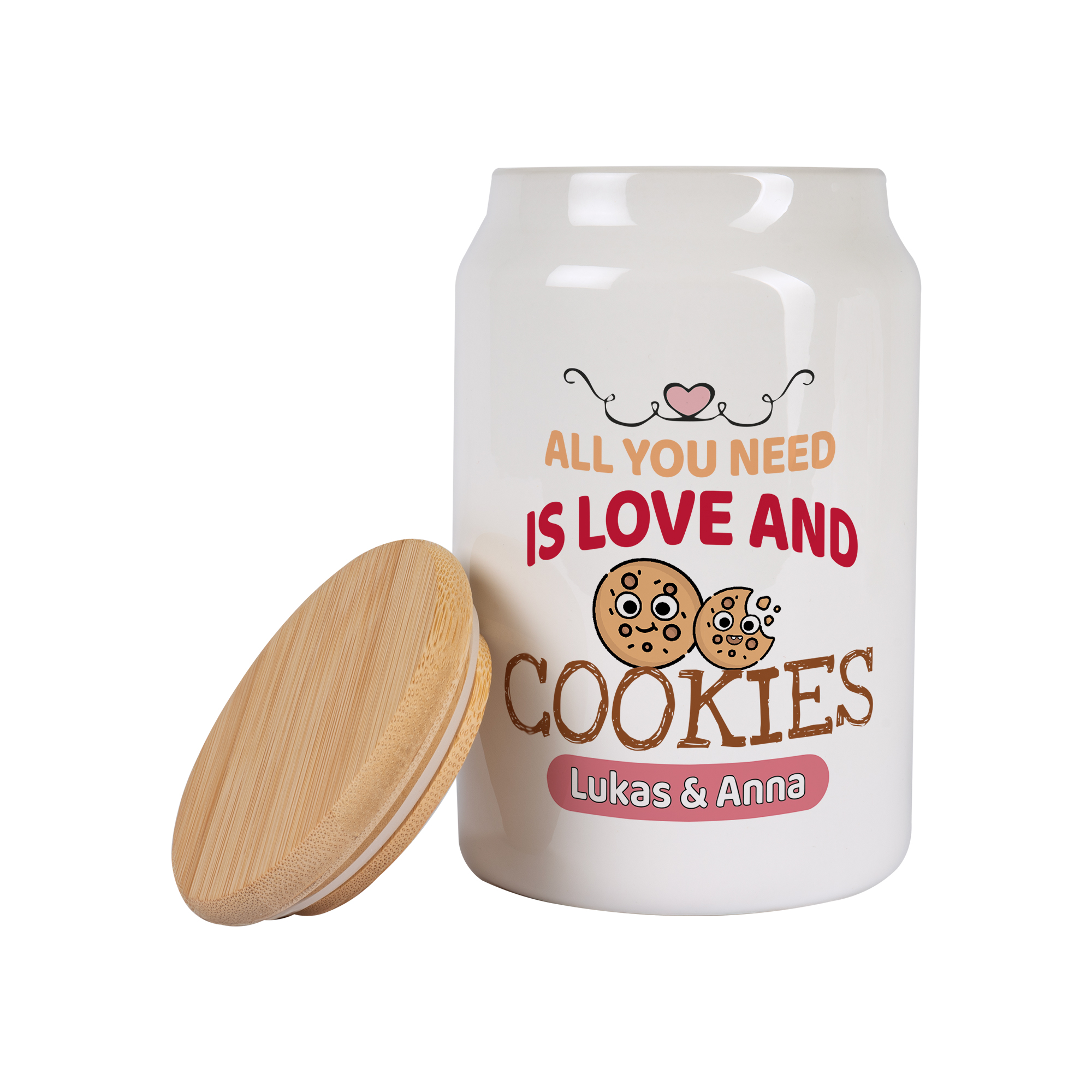 Keramikdose Weiß mit Bambusdeckel, Höhe 155 mm, Ø 95 mm, 12 St./Lage, 24 St./Karton