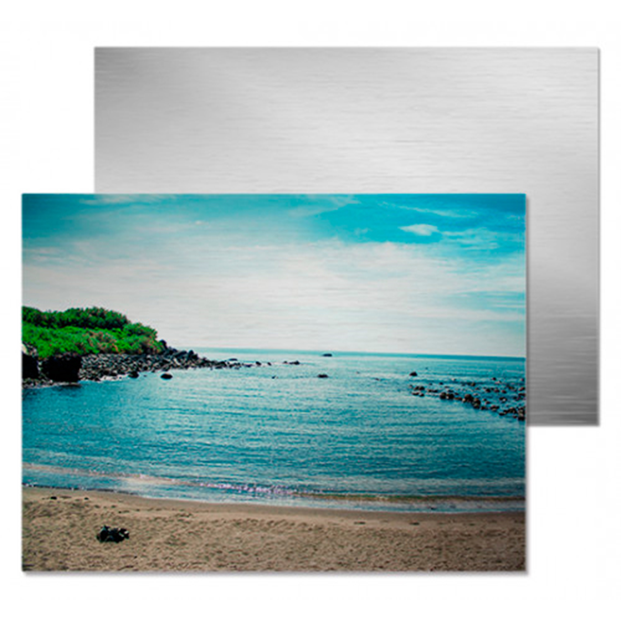 ChromaLuxe tableau photo en aluminium argenté brossé, 600 x 800 x 1,15 mm, coins arrondis, 10 pcs./carton