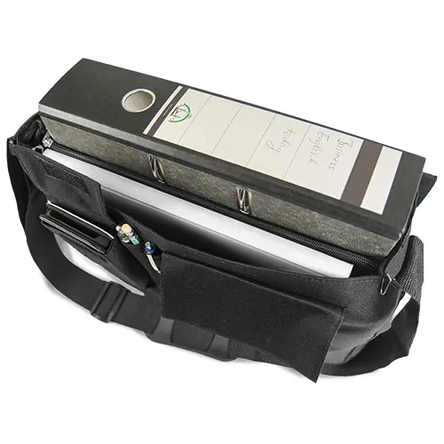 Sublistar® Schultertasche REPORTER mit wechselbarer Frontlasche, Schwarz