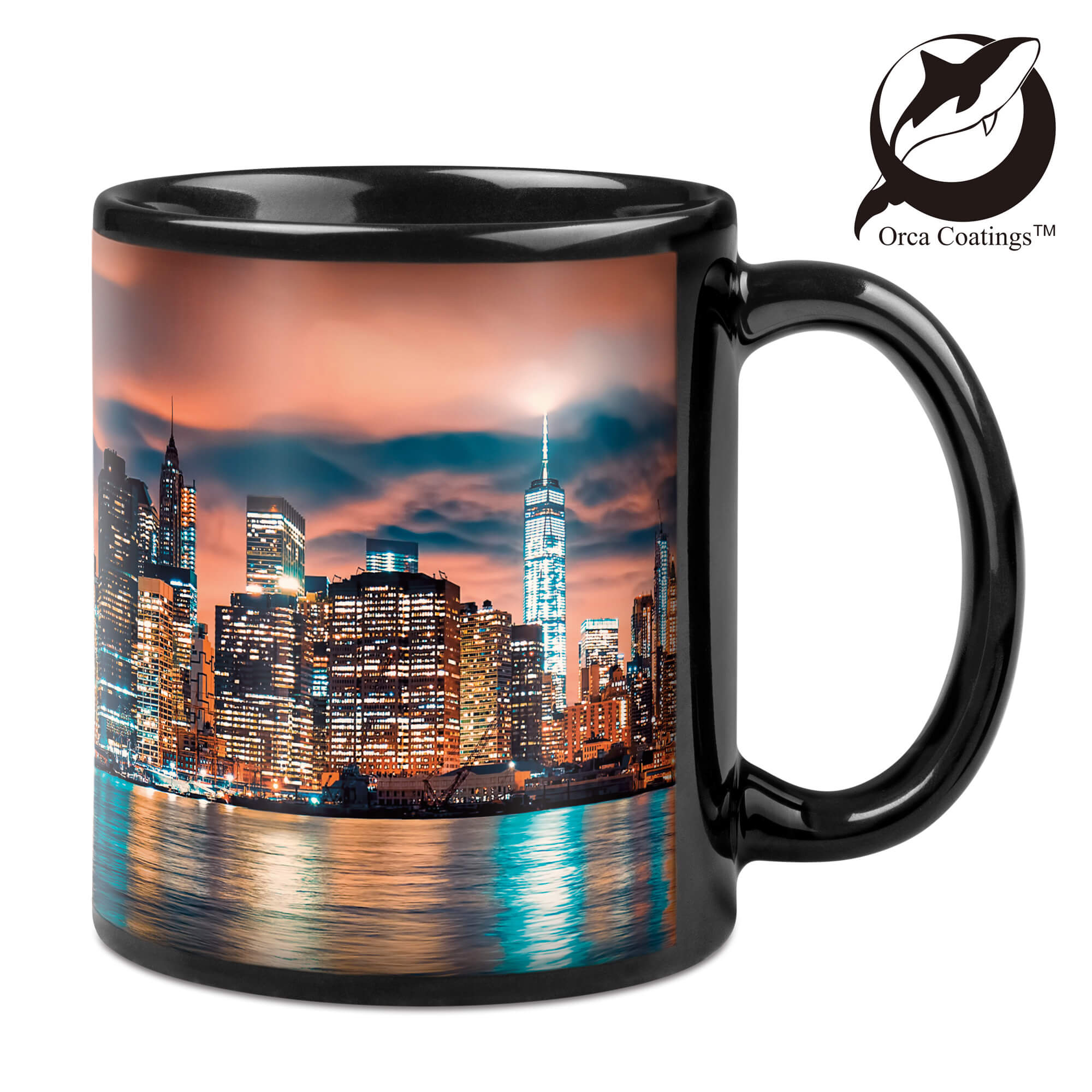 Schwarze Keramiktasse NORA 11oz, Orca™ Coating, spülmaschinengeeignet, 12 St./Lage, 36 St./Karton