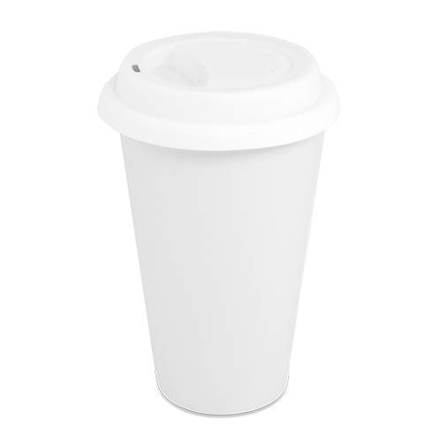 Eco-mug en porcelaine HENRY avec couvercle 11oz, lavage main recommandé, 1 pcs./box, 12 pcs./carton