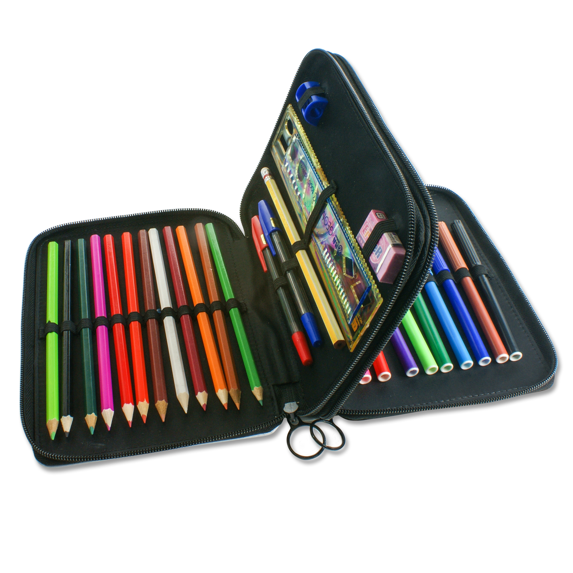 Sublistar® Trousse à crayons avec contenu, noir, taille (LxH) 210 x 160 mm, 40 pcs./carton