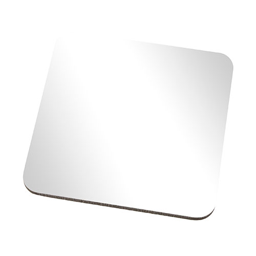 Sublistar® Dessous de verre en MDF, 95 x 95 x 3 mm, verso en liège, couleur blanc brillant, 50 pcs./carton