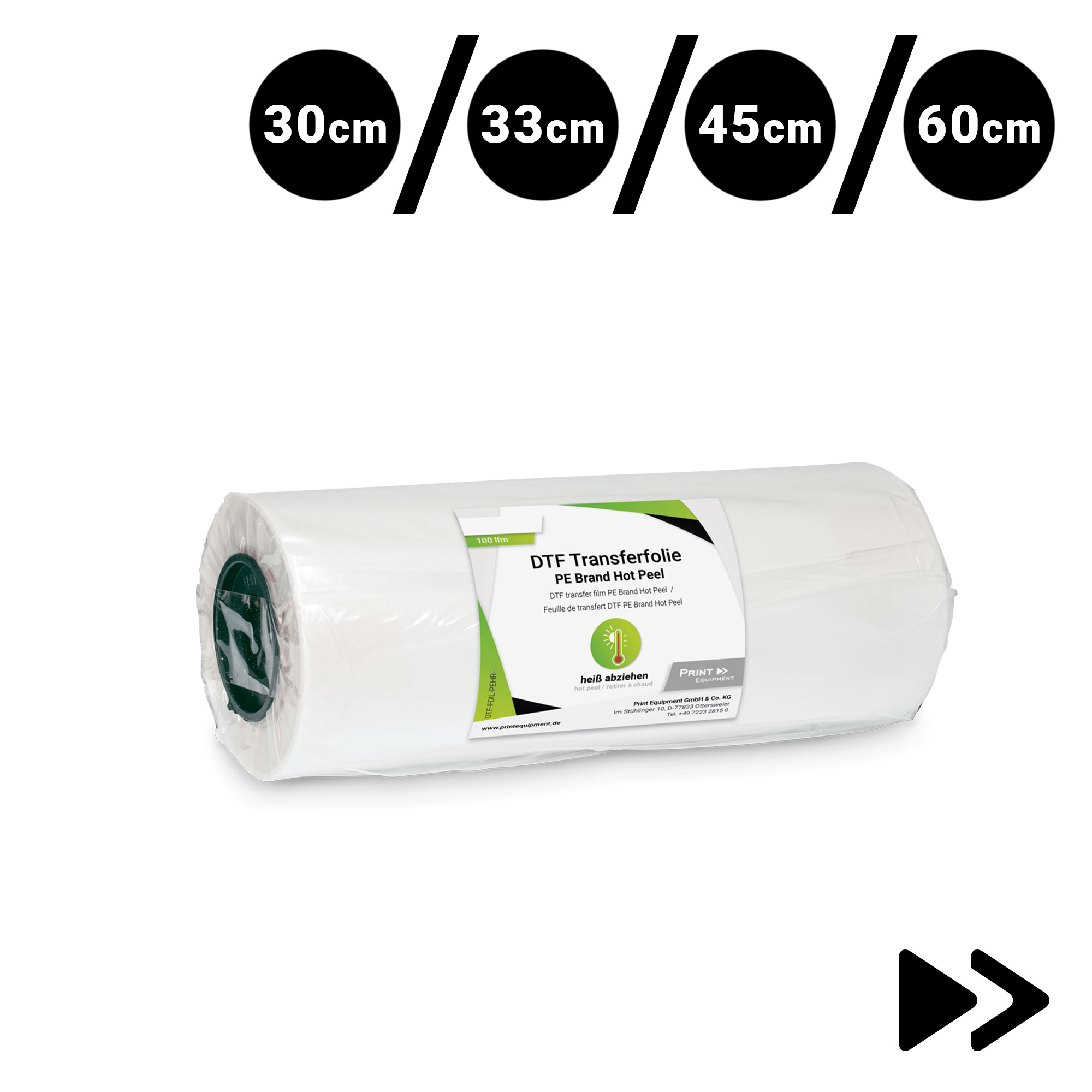 DTF Transferfolie PE Brand Hot Peel / Double Coated Matt, div. Ausführungen
