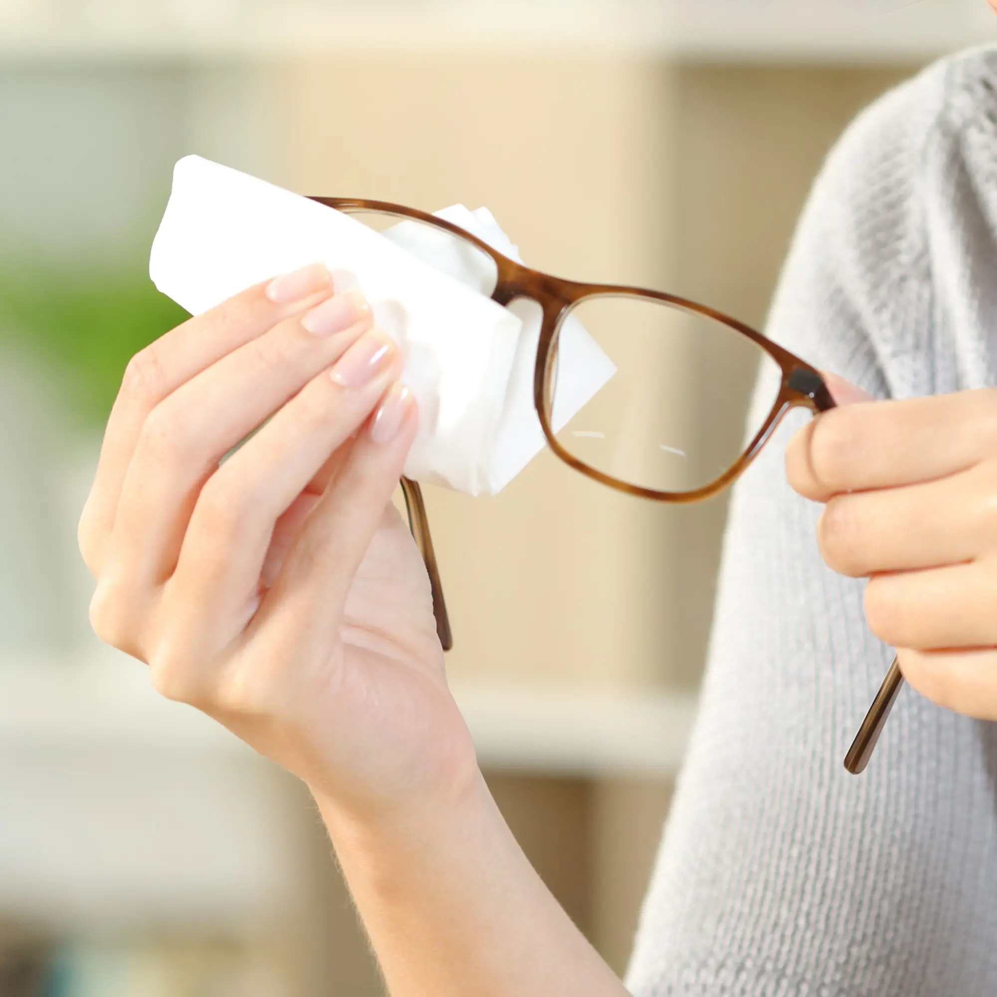 Glasreinigungstuch, Display-Tuch, Farbe Weiß, Brillenputztuch