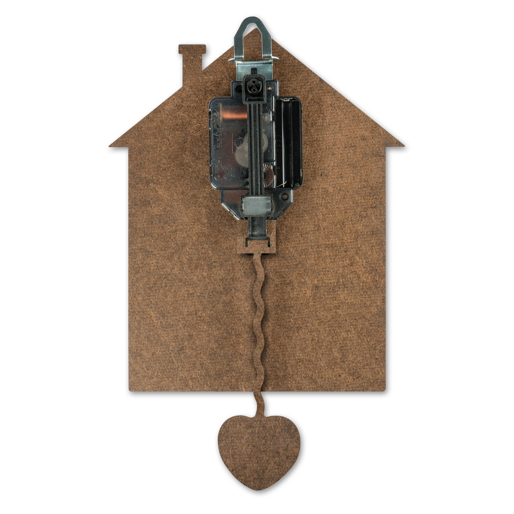 Horloge murale Sublistar® en MDF, avec pendule, modèle maison, 30 x 19 cm, 3 mm d'épaisseur, horloge et aiguilles incluses