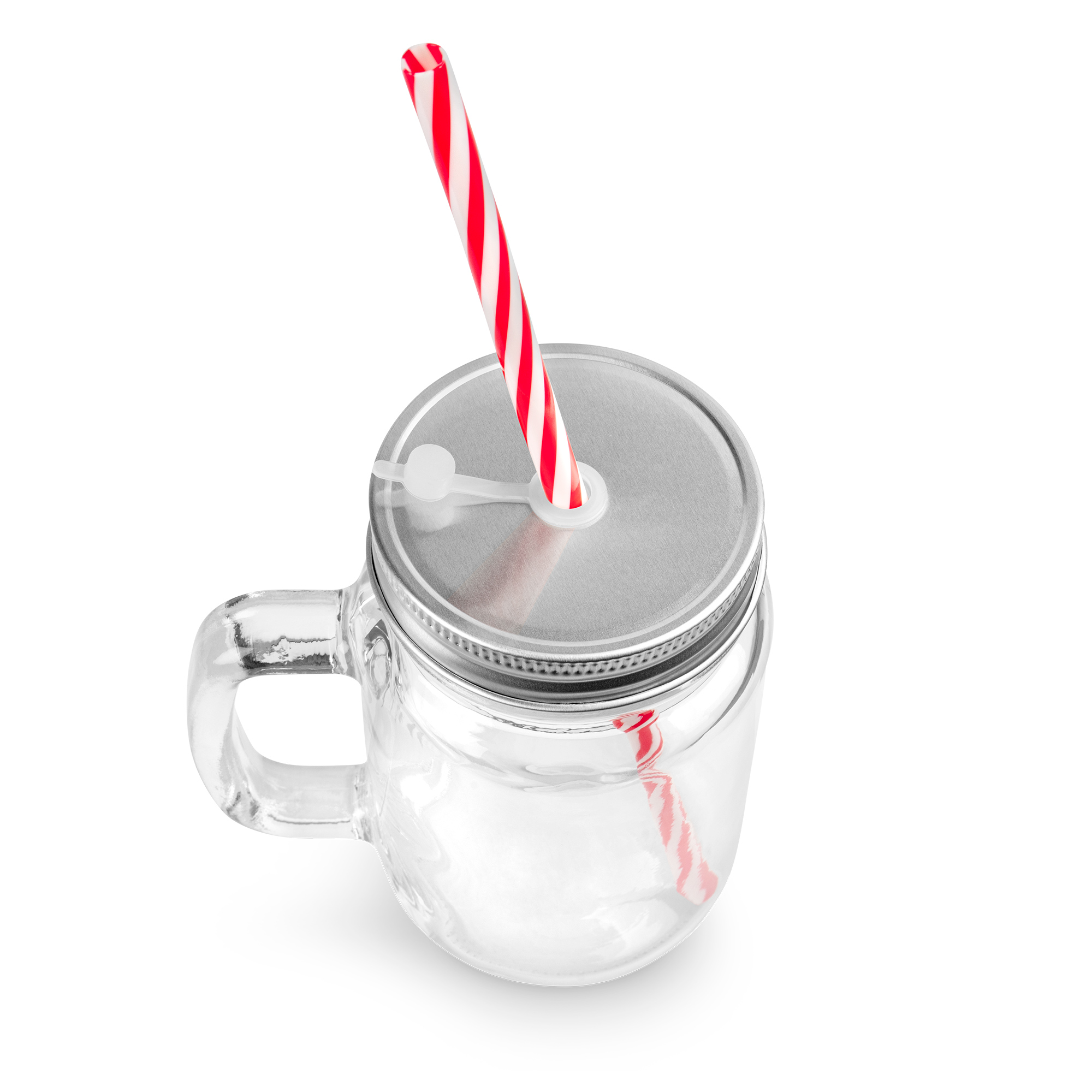 Mason Jar en verre avec anse, couvercle et une paille, différentes versions