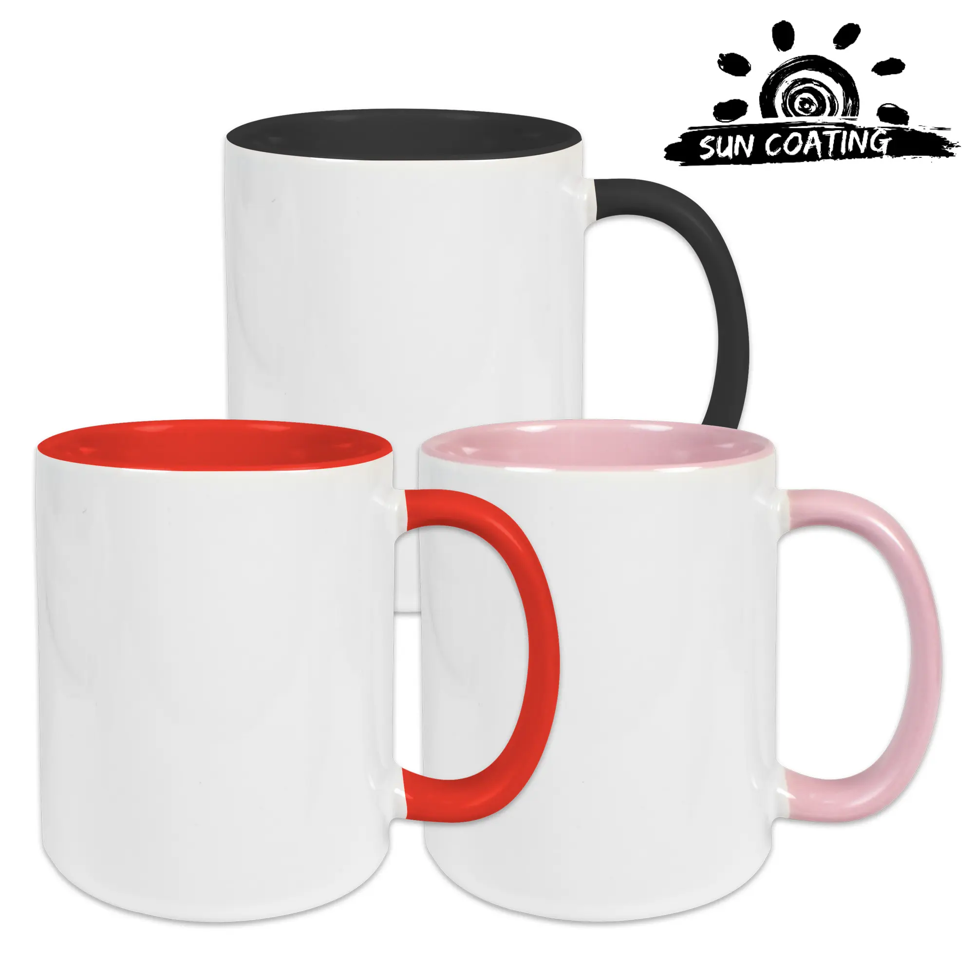 Keramiktasse TWO TONES & HANDLE 11oz, SUNCOATING RED, div. Farben
