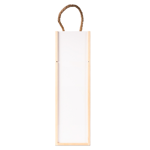 Coffret à vin en bois de pin, en couleur naturelle, pour une bouteille, avec couvercle coulissant blanc