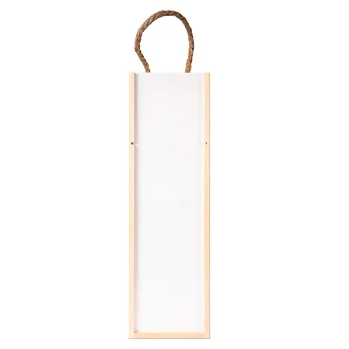 Weinkiste aus naturfarbenem Kieferholz, für eine Flasche, mit weißem Schiebedeckel