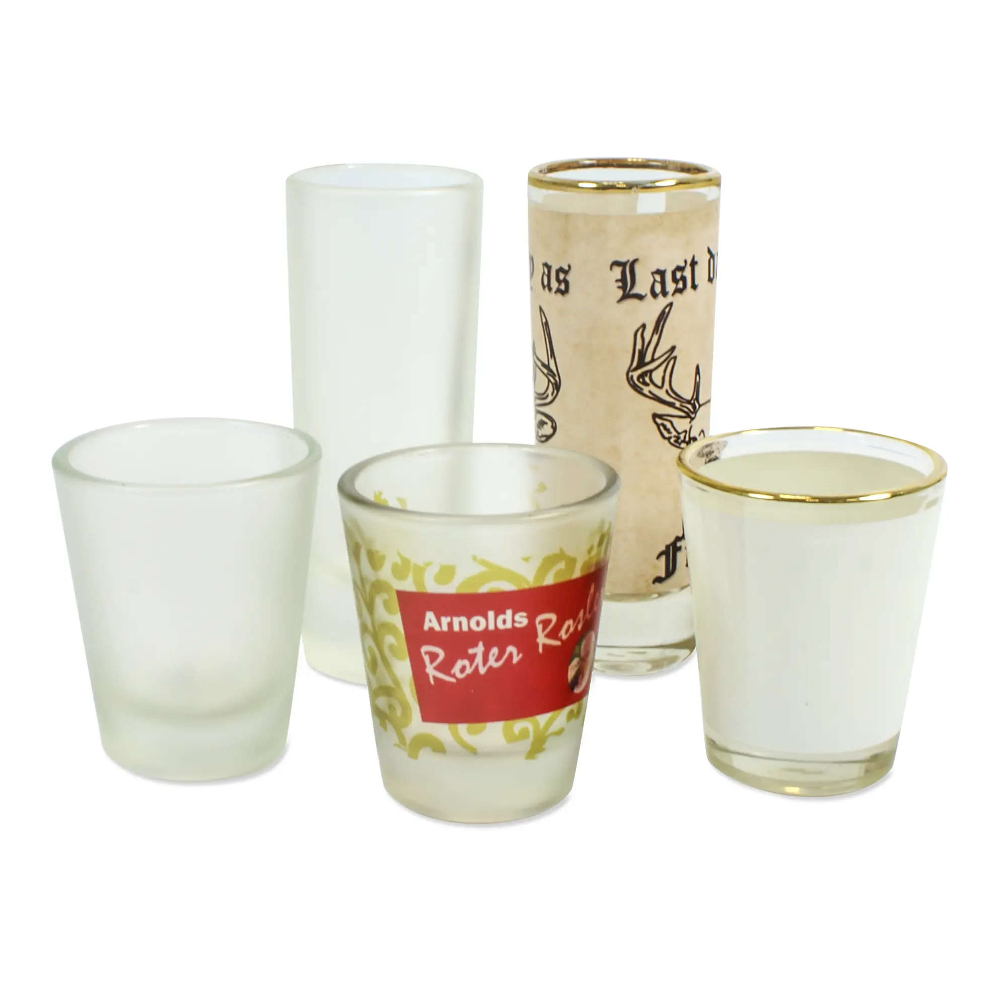 Shot glass, various sizes and shapes