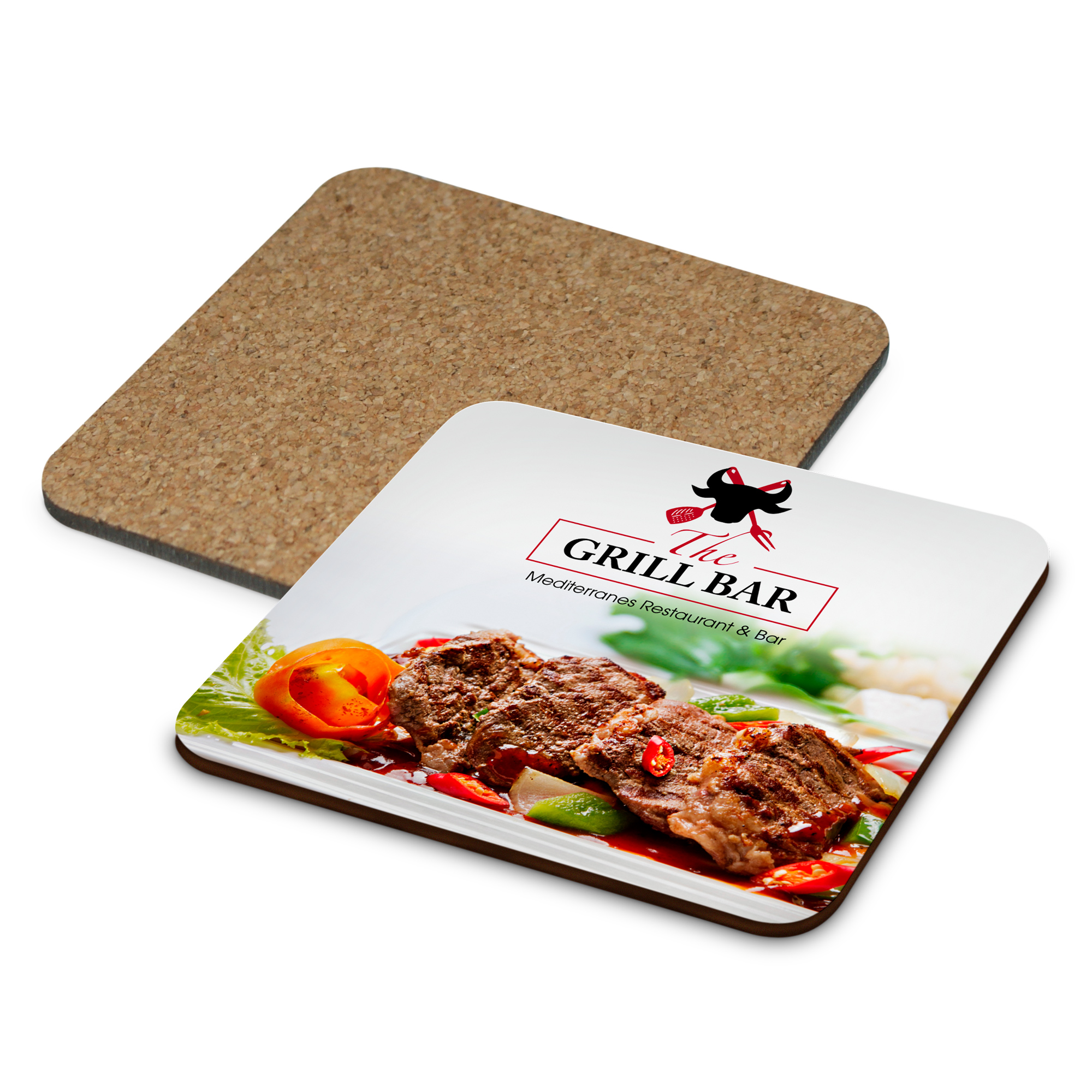 Sublistar® MDF Untersetzer, 95 x 95 x 3 mm, Rückseite Kork, Farbe Weiß-glänzend