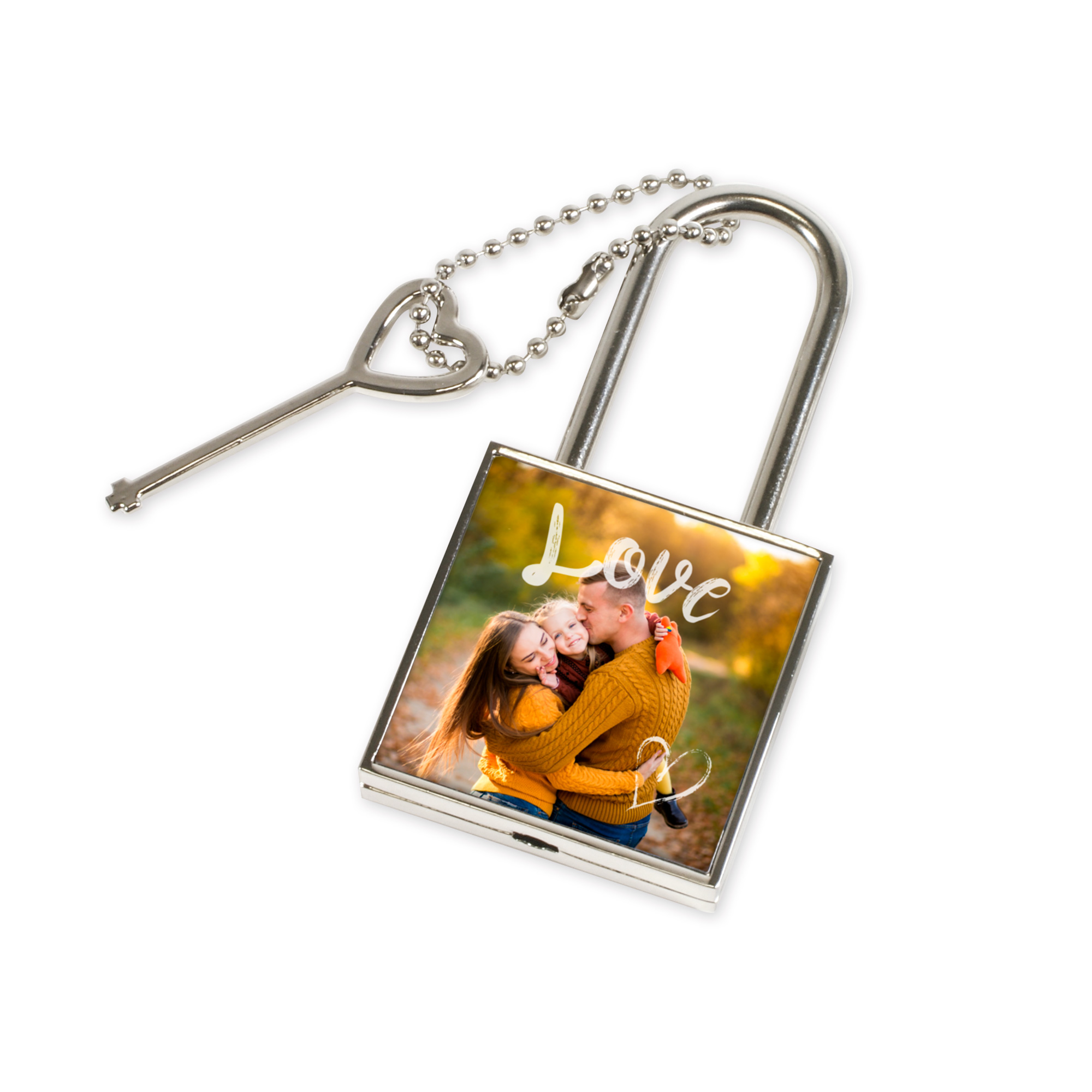 Cadenas d’amour, verrouillable, avec empiècement en aluminium, diverses tailles