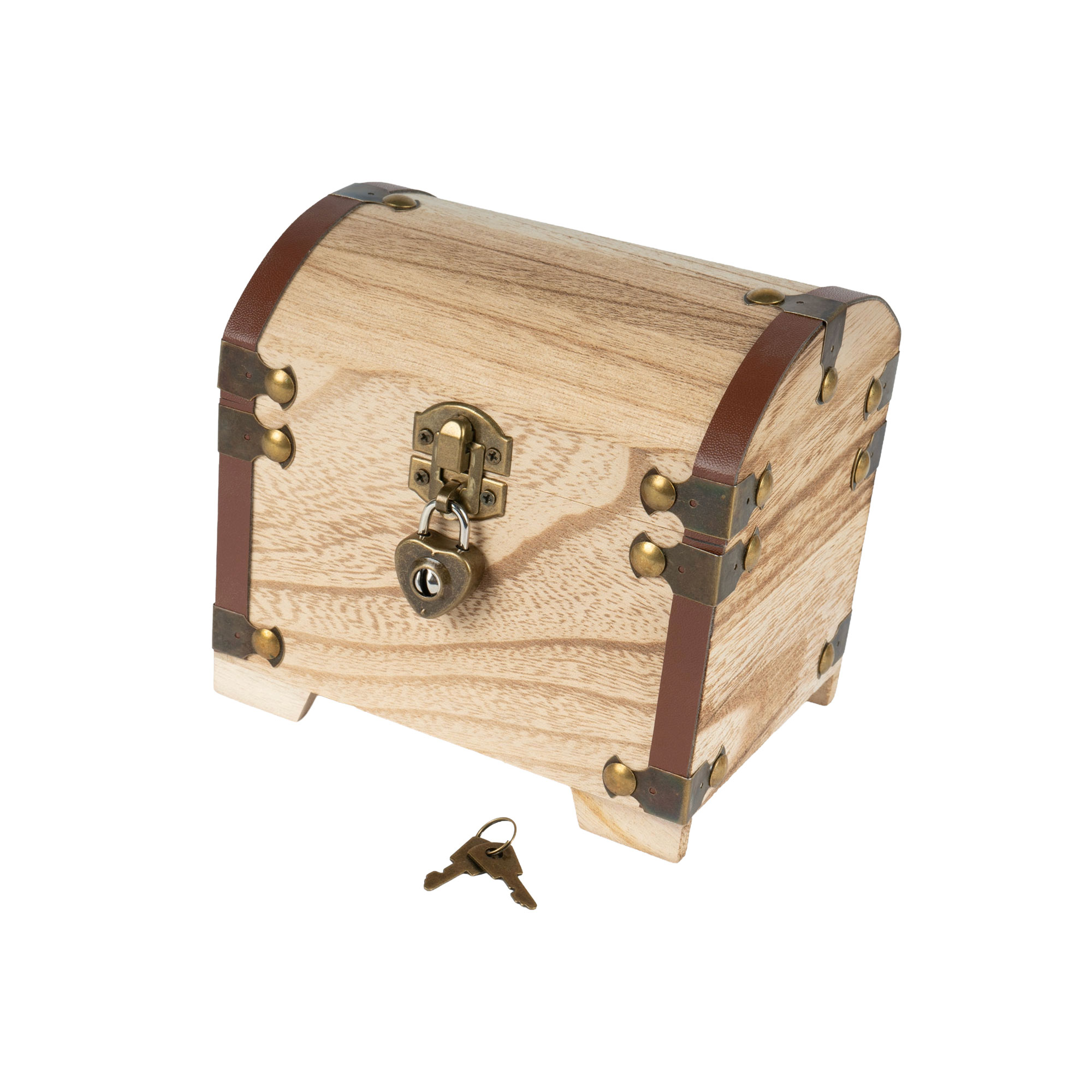 Holz-Schatztruhe für Lasergravur, mit Herzschloss, 14 x 11 x 13 cm, 24 St./Karton, 576 St./Palette