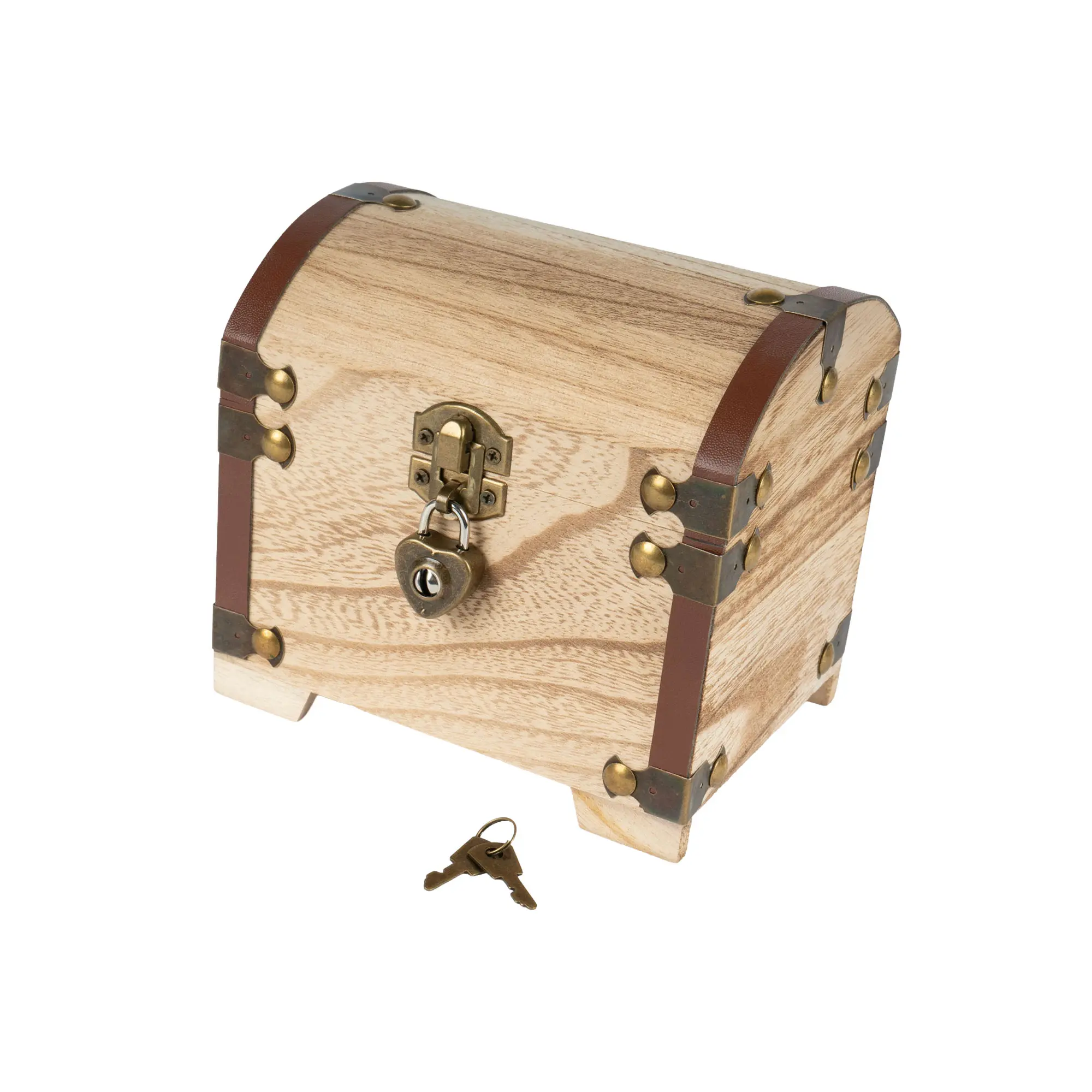 Holz-Schatztruhe für Lasergravur, mit Herzschloss, 14 x 11 x 13 cm, 24 St./Karton, 576 St./Palette