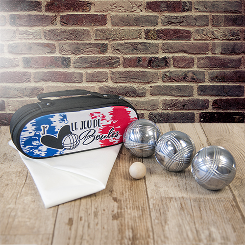 Sacoche pour 3 boules de pétanque et un cochonnet, noir, taille 230 x 90 x 60 mm, 50 pcs./carton