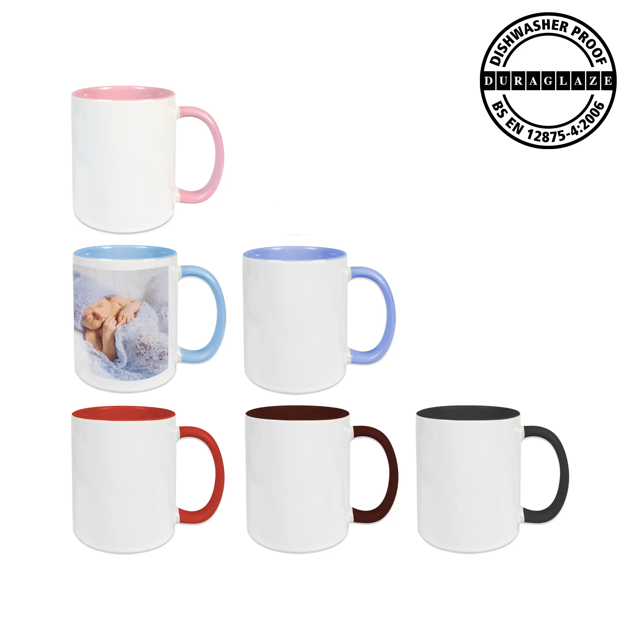 Ceramic mug TWO TONES & HANDLE 11oz, DURAGLAZE, various colours