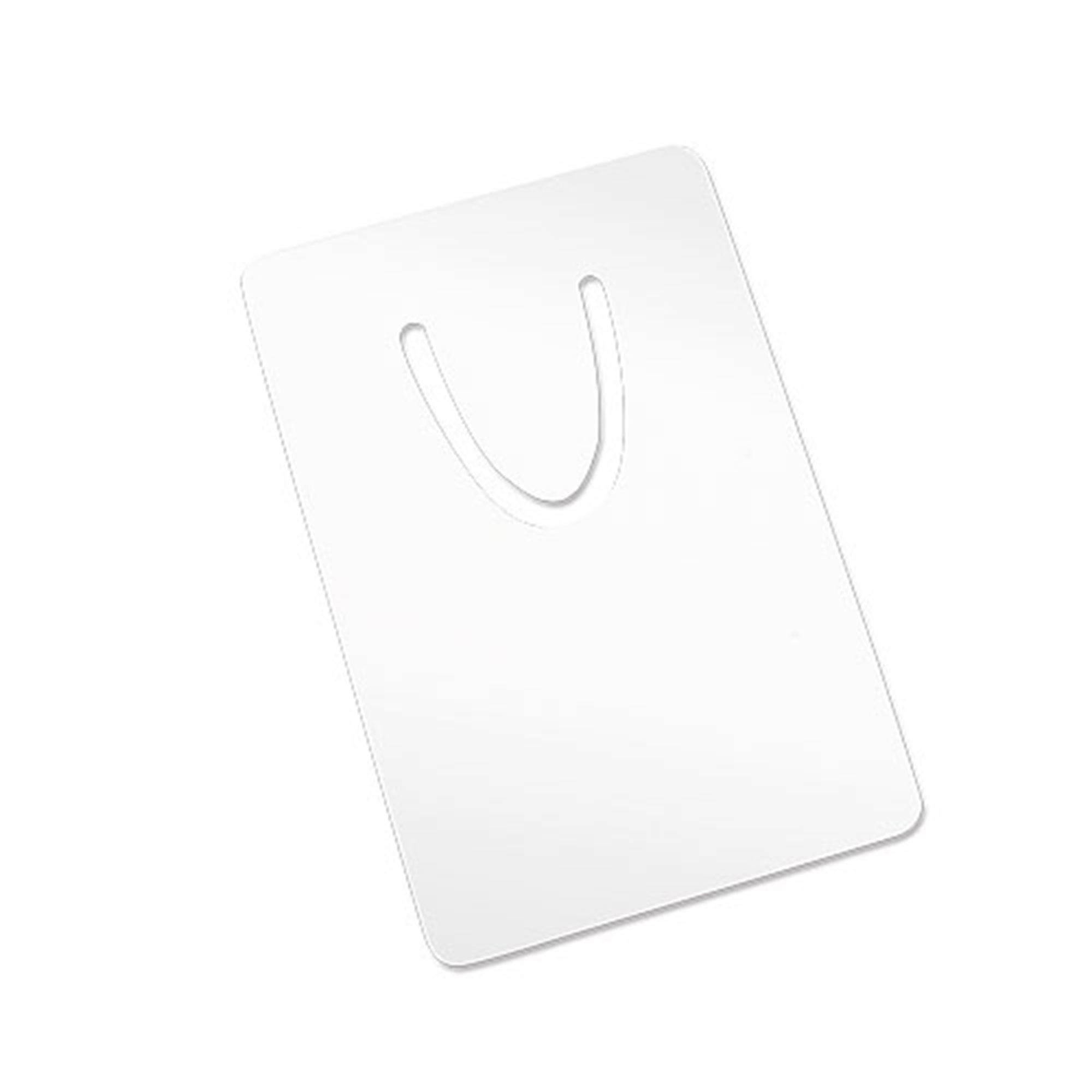 Alu-Lesezeichen 50 x 75 mm, 0,75 mm stark, Farbe Weiß-glänzend