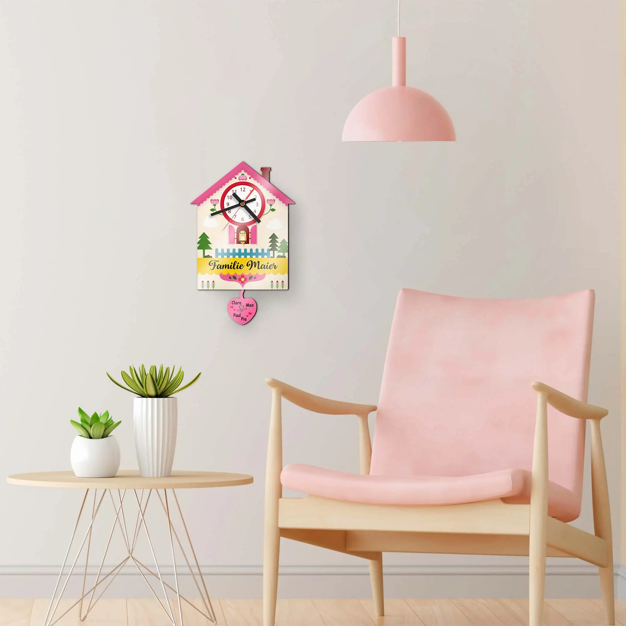 Sublistar® MDF Wanduhr mit Pendel, Hausdesign, 30 x 19 cm, 3 mm stark, inkl. Uhrwerk und Zeiger