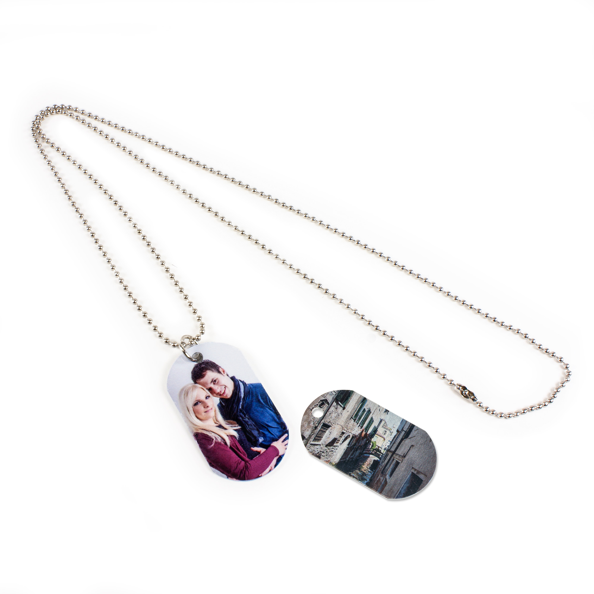 UNISUB Pendentif aluminium blanc brillant, 30 x 50 mm,  imprimable recto-verso, 50 pcs./carton