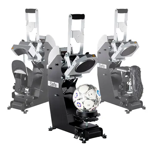 SEFA Presse für Bälle, Mützen, Logos und Schuhe, mit automatischer Öffnung