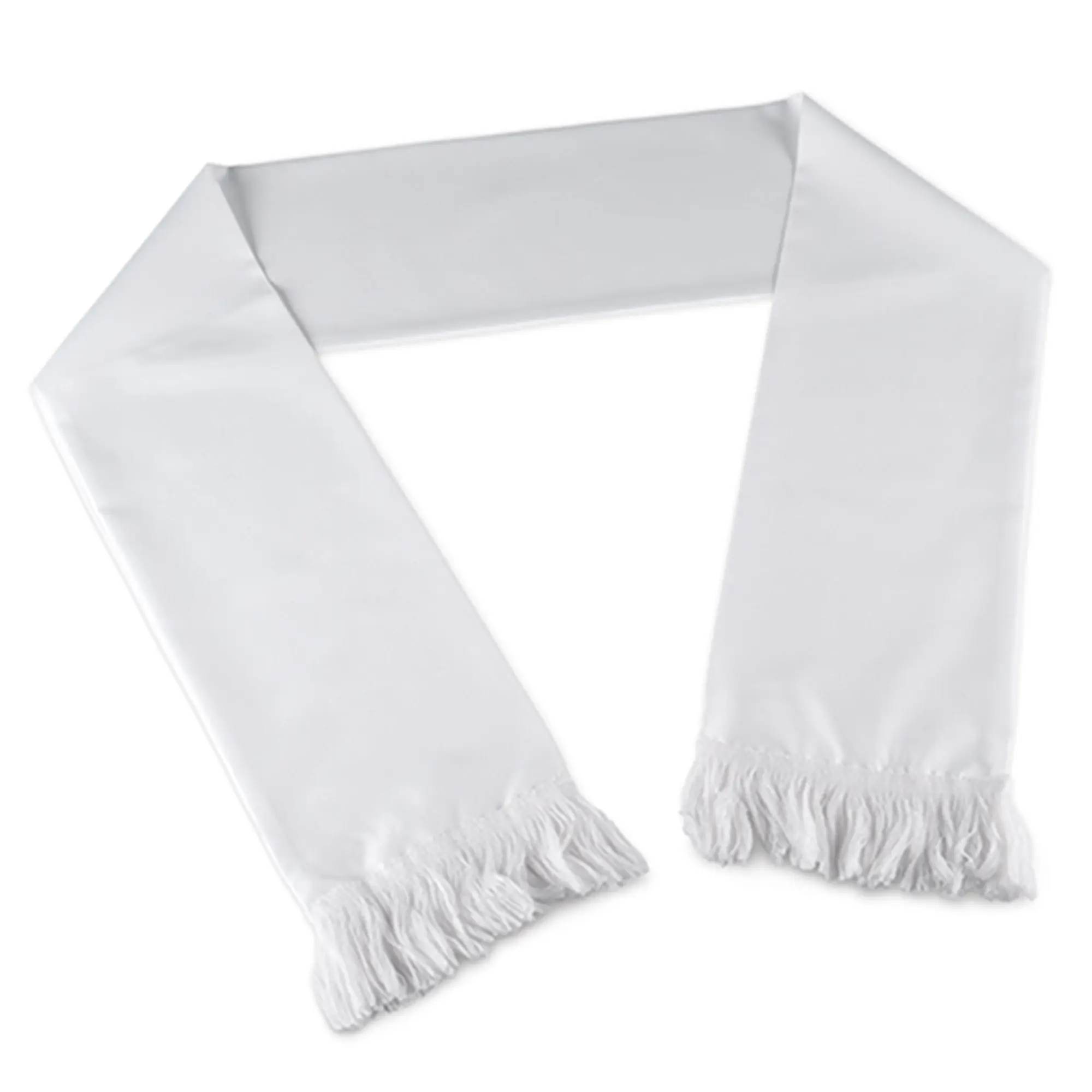 Bedruckbarer Polyesterschal mit Fransen, Farbe Weiß