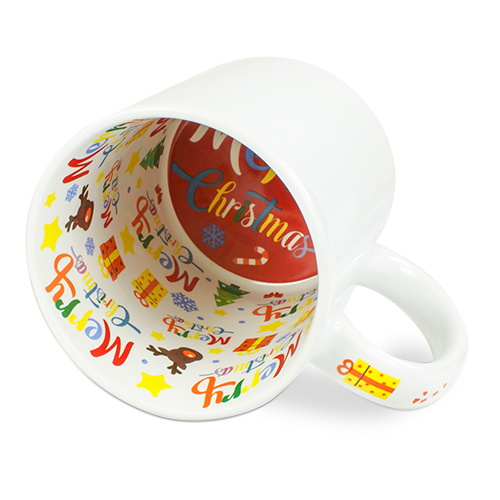 Ceramic theme mug 11oz white, with interior print, various theme