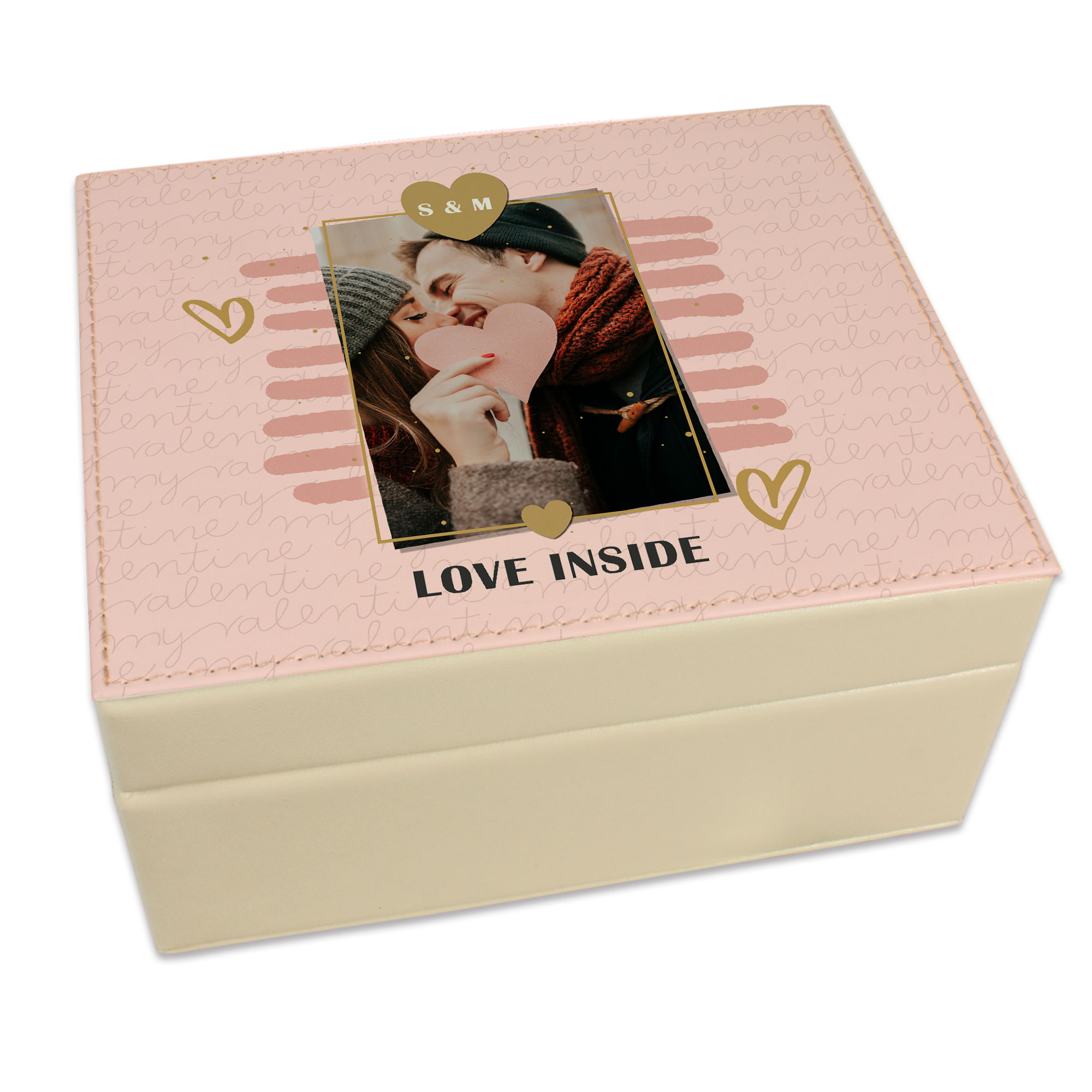 Subli Leather, Boîte à bijoux en cuir synthétique, couleur beige, taille 150 x 125 x 80 mm, 1 pcs./pack, 30 pcs./carton