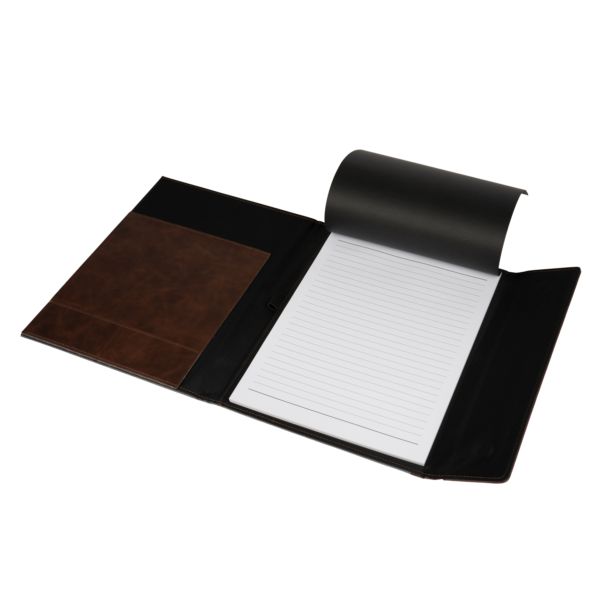 Porte-documents laser A4 avec rabat en similicuir bloc ligné inclus, 240 x 305 mm, gris/marron --> noir, 20 pcs./carton