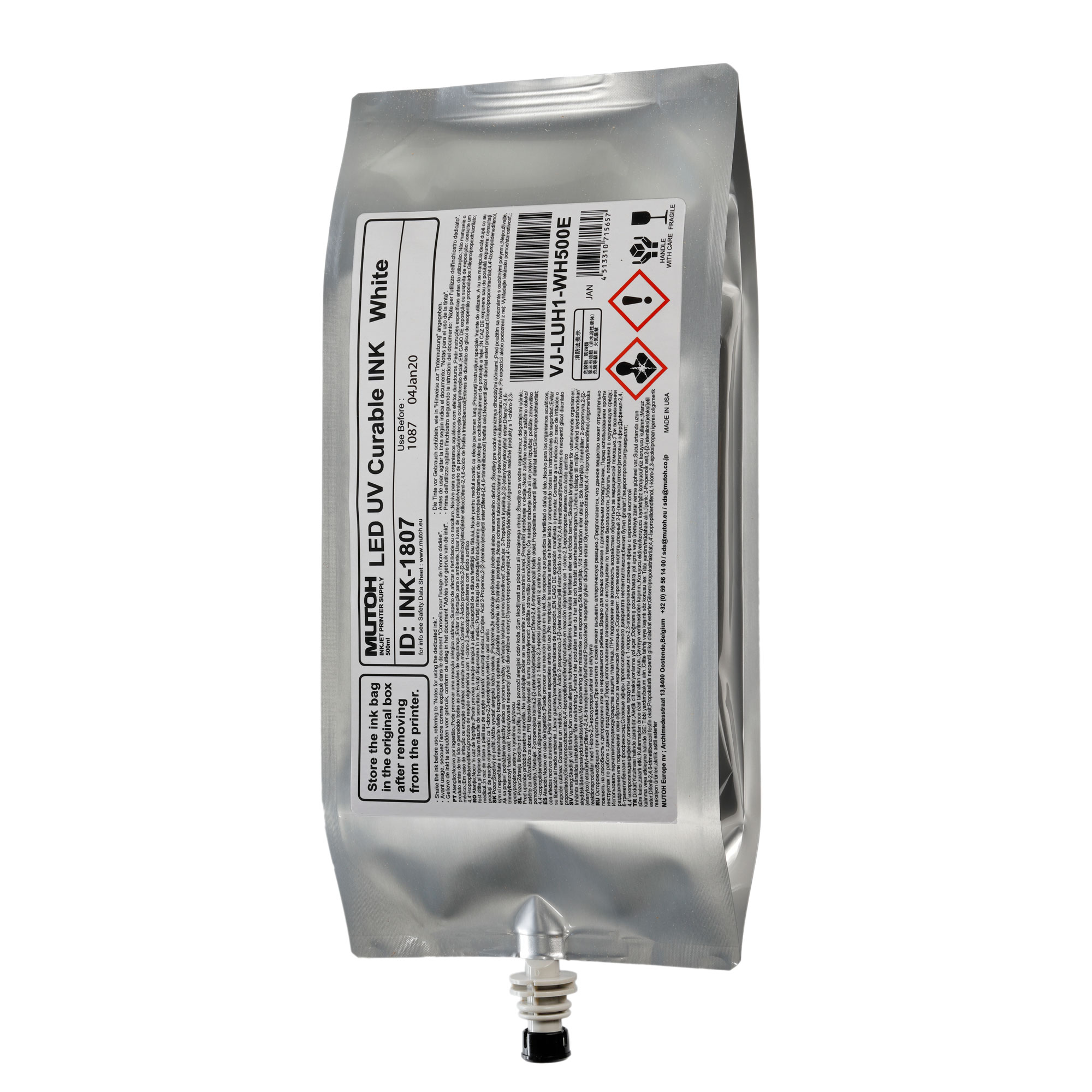 UH21 Hard LED UV Ink, White, 500-ml-Beutel