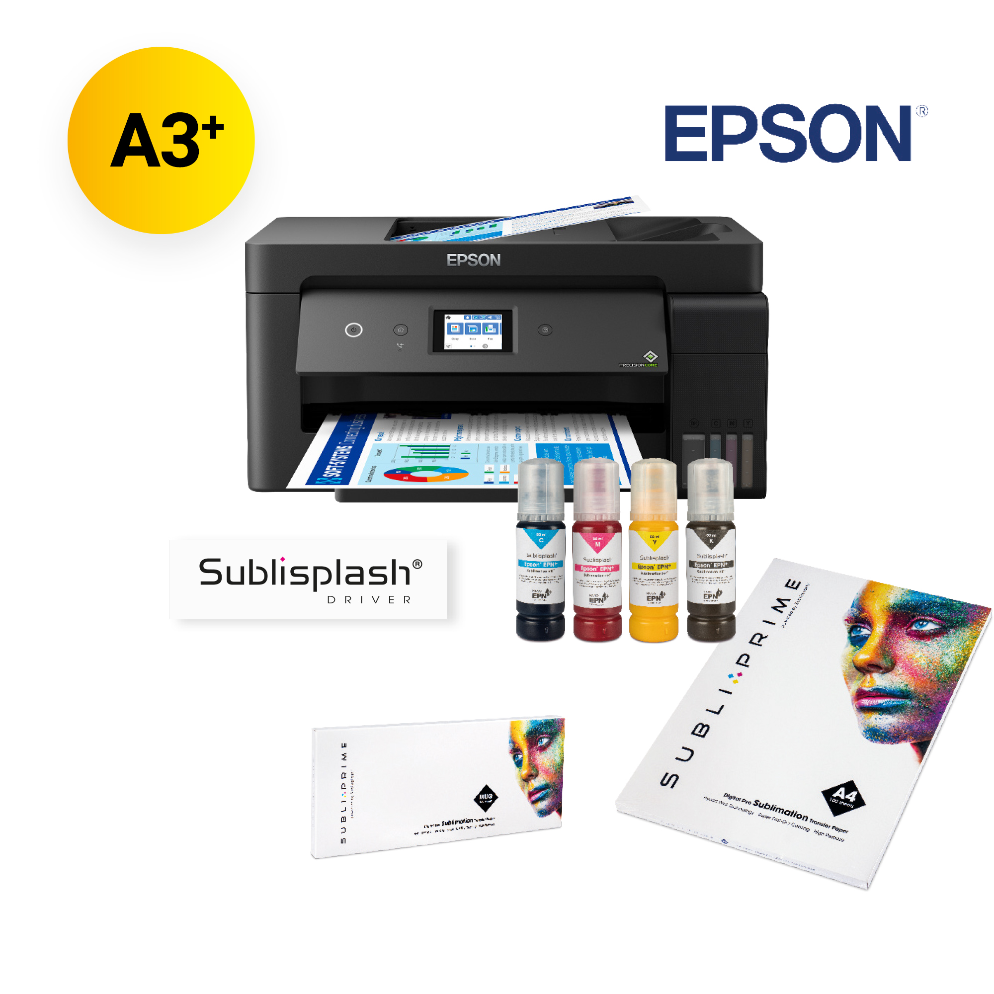 Startpaket Epson EcoTank Tintenstrahldrucker, Format DIN A3+, bestehend aus: