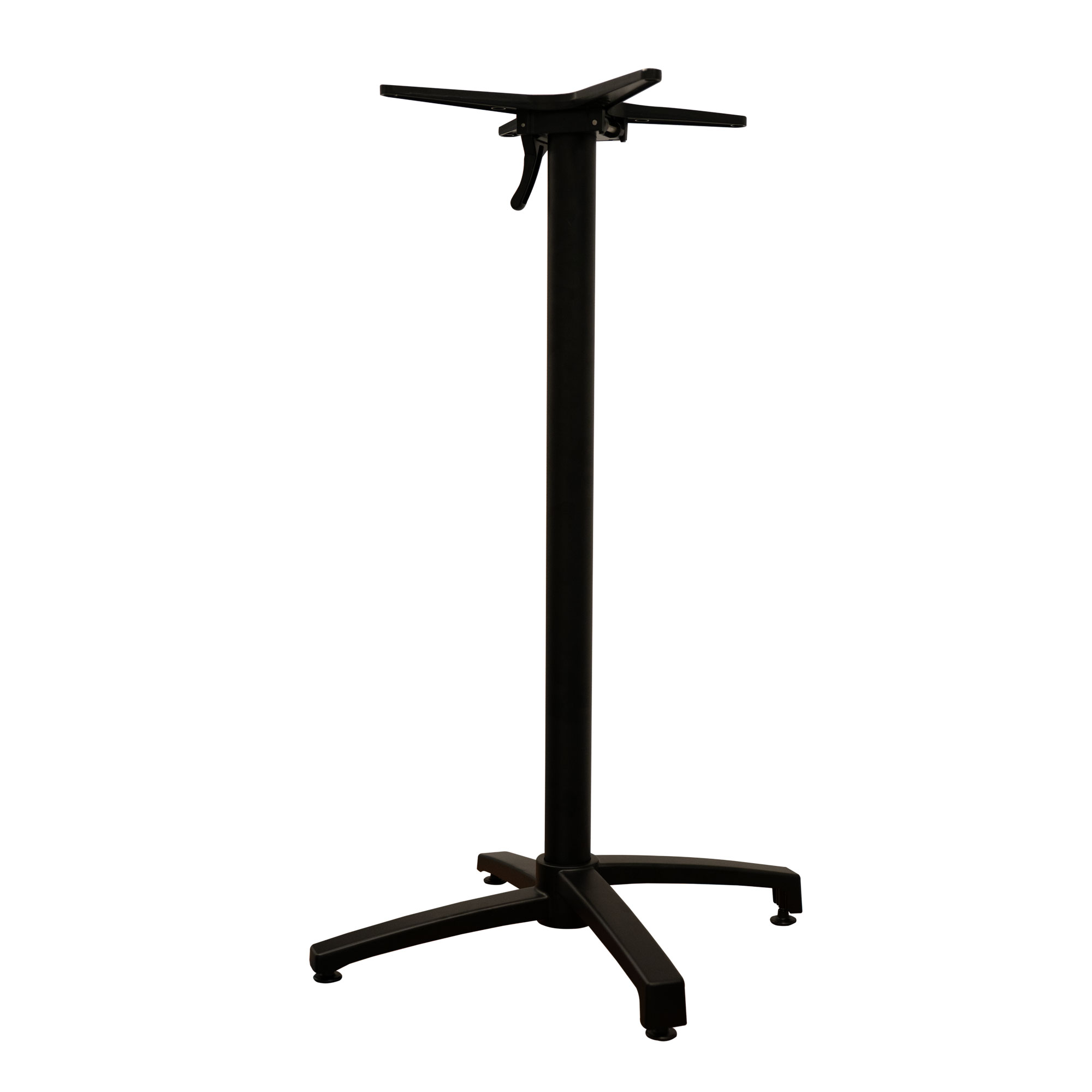 Pied de table pour table haute de bistrot (sans plateau), noir mat, hauteur 110 cm, avec compensation de hauteur pour les surfaces inégales
