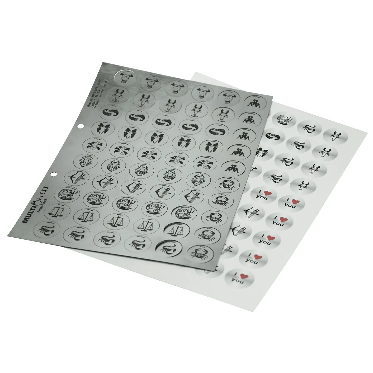 Multiplexx Zubehör, Motivbogen Sternzeichen DIN A4, silber/schwarz, 1 Blatt/Pack