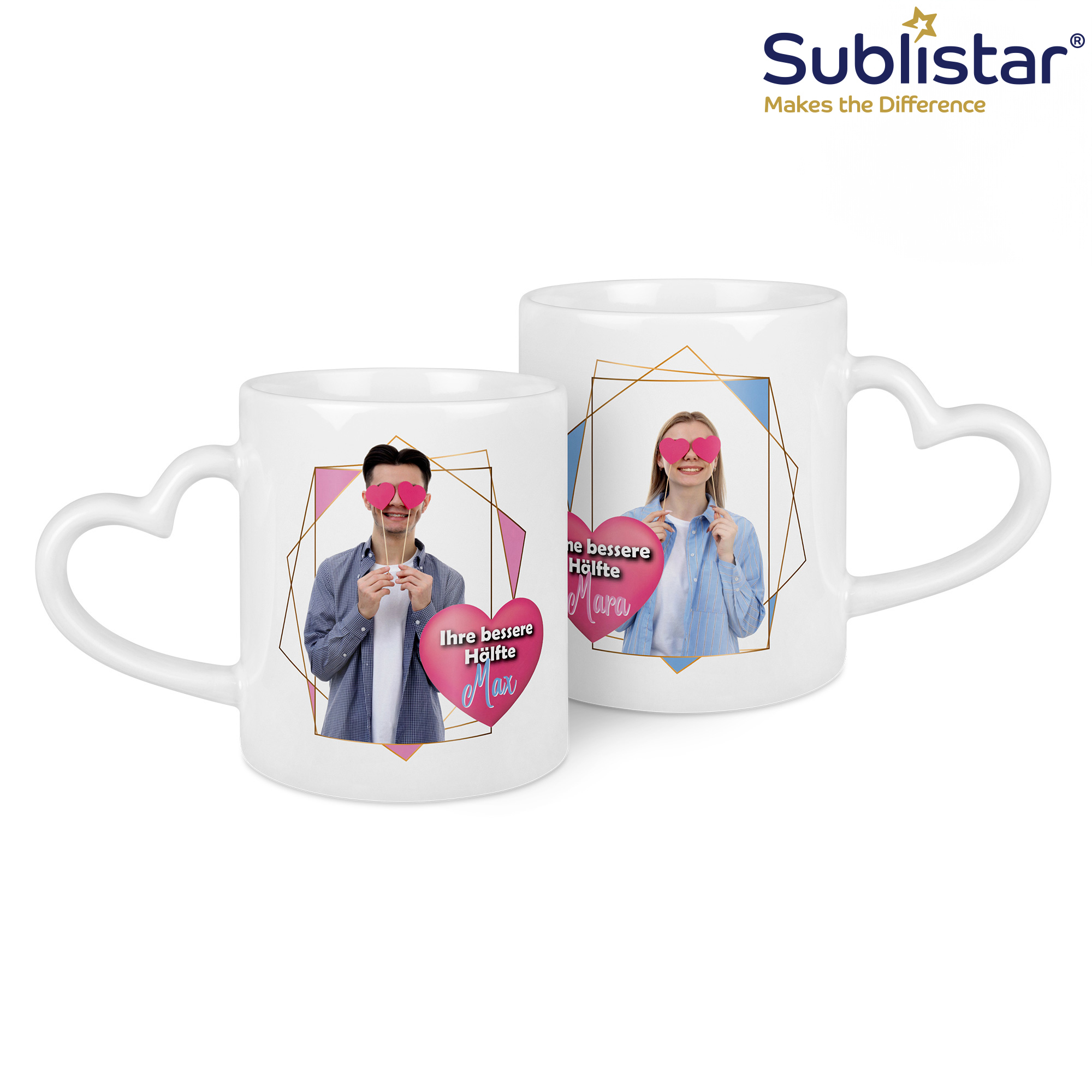 Partnertasse DUO, Sublistar®-Coating, spülmaschinengeeignet, 18 Set/Karton