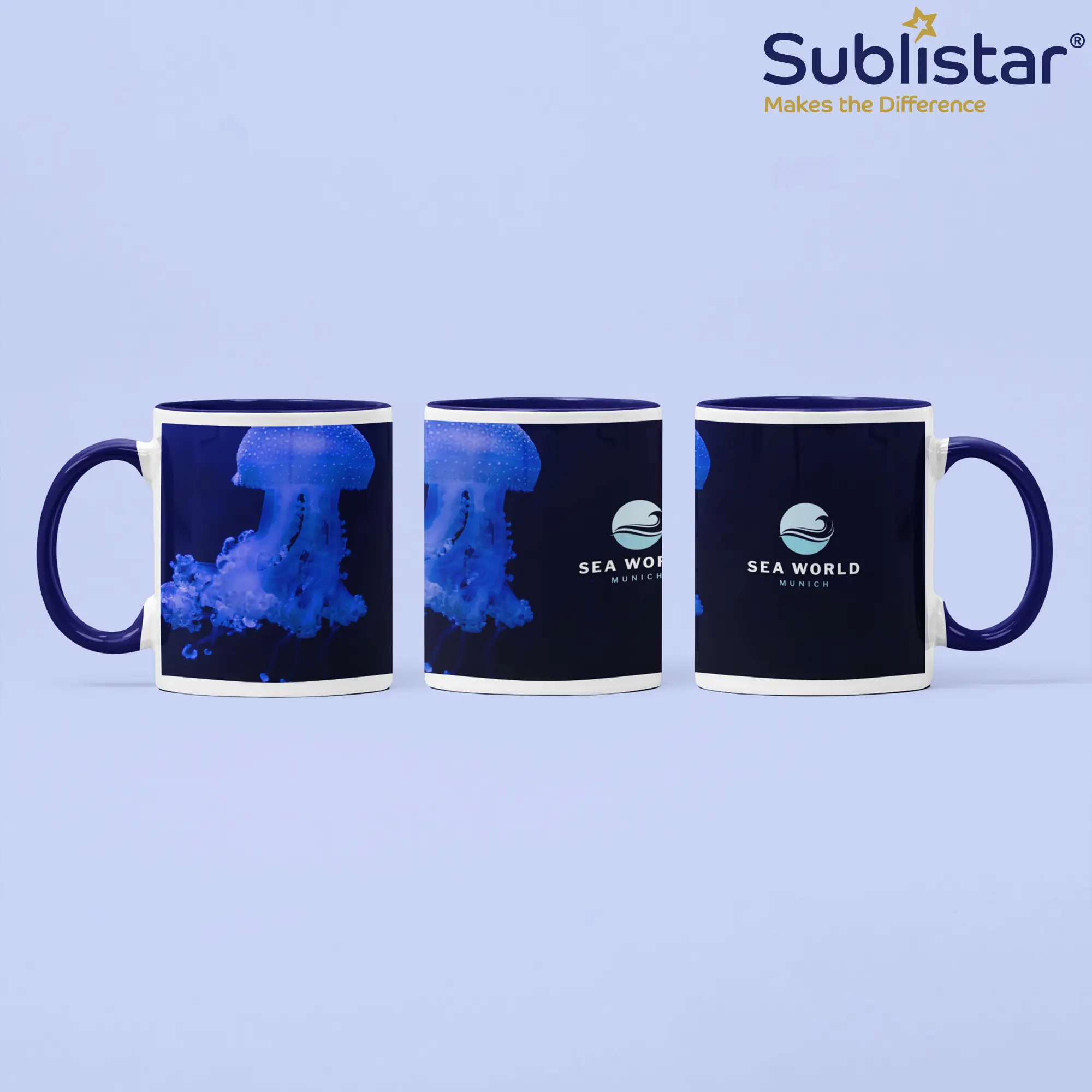 Keramiktasse TWO TONES & HANDLE 11oz, Sublistar®-Coating, div. Farben