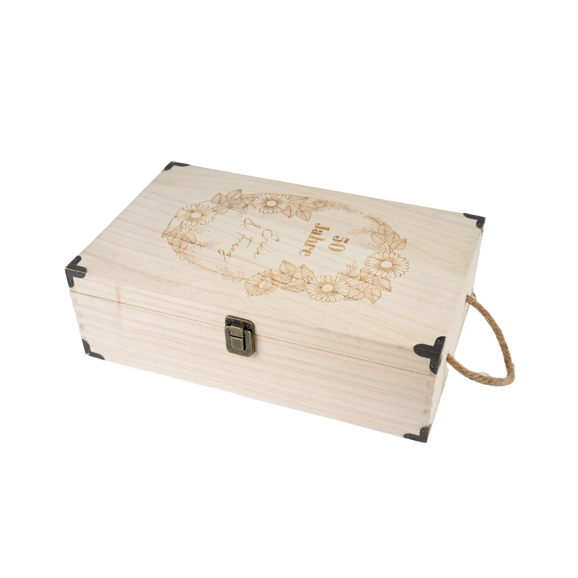 Wooden box for one bottle of wine/sparkling wine for UV & laser engraving, various sizes