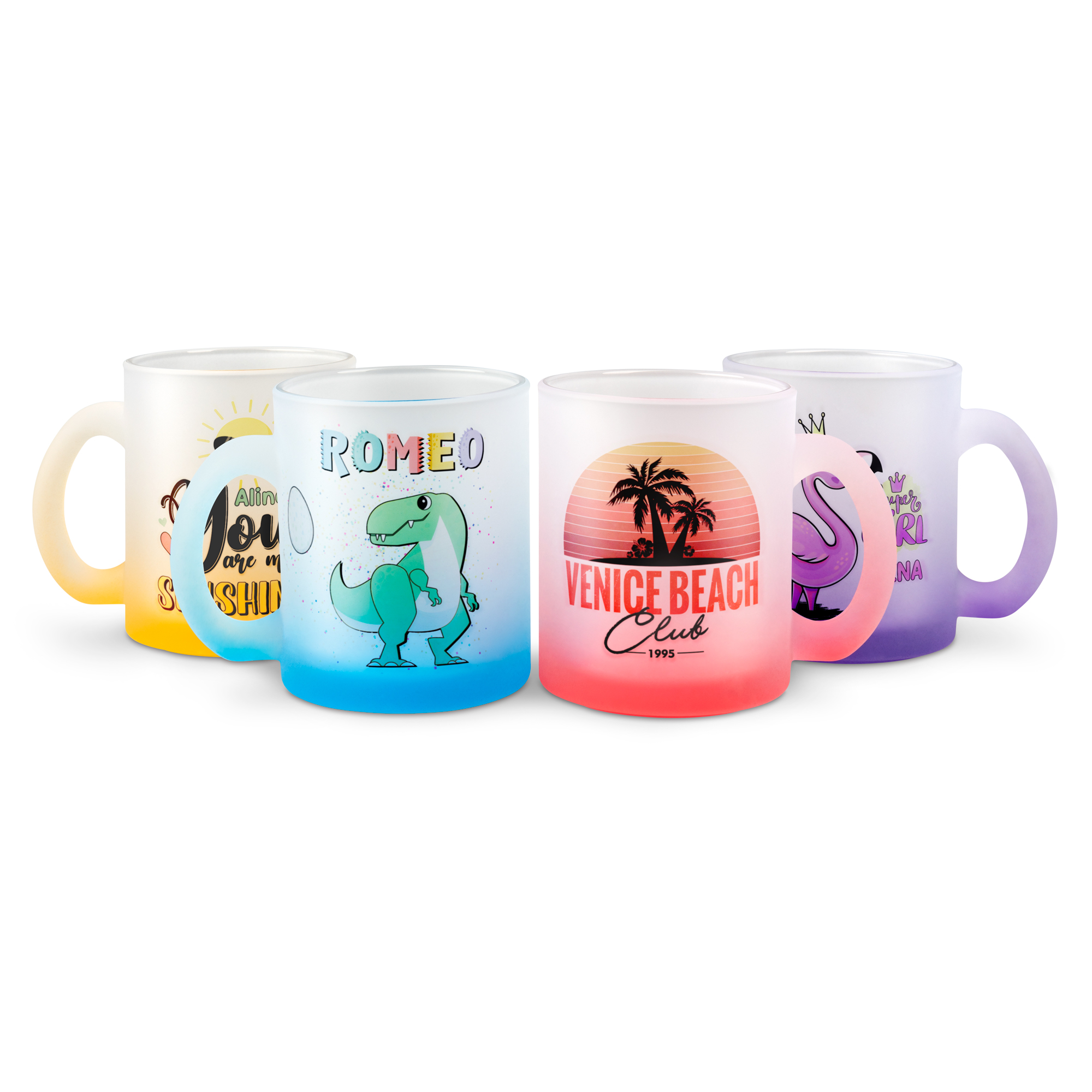Startset Glastasse mit Farbverlauf 10oz, Orca™ Coating, 12 Tassen, farblich sortiert