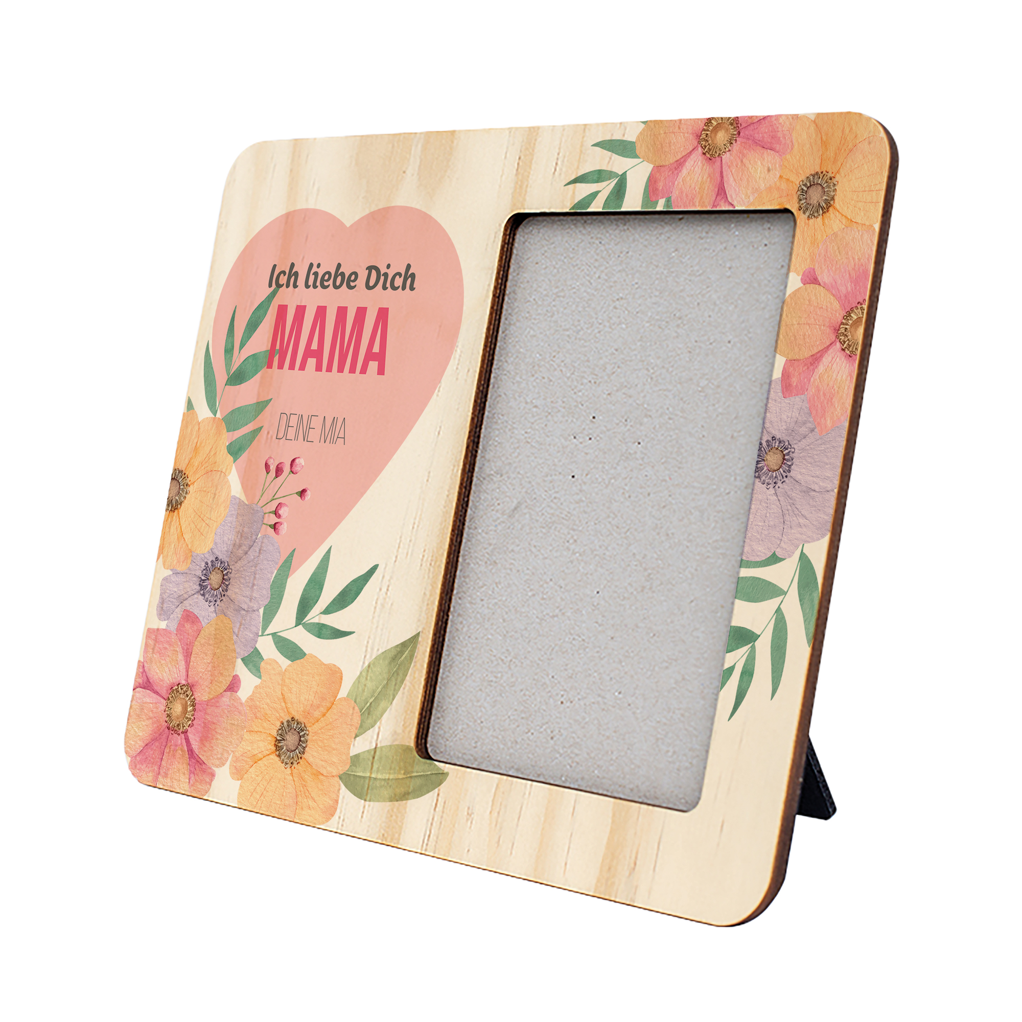 Cadre photo en contreplaqué 203 x 254 mm avec découpe photo 102 x 152 mm, couleur naturelle avec veines de bois, div. versions