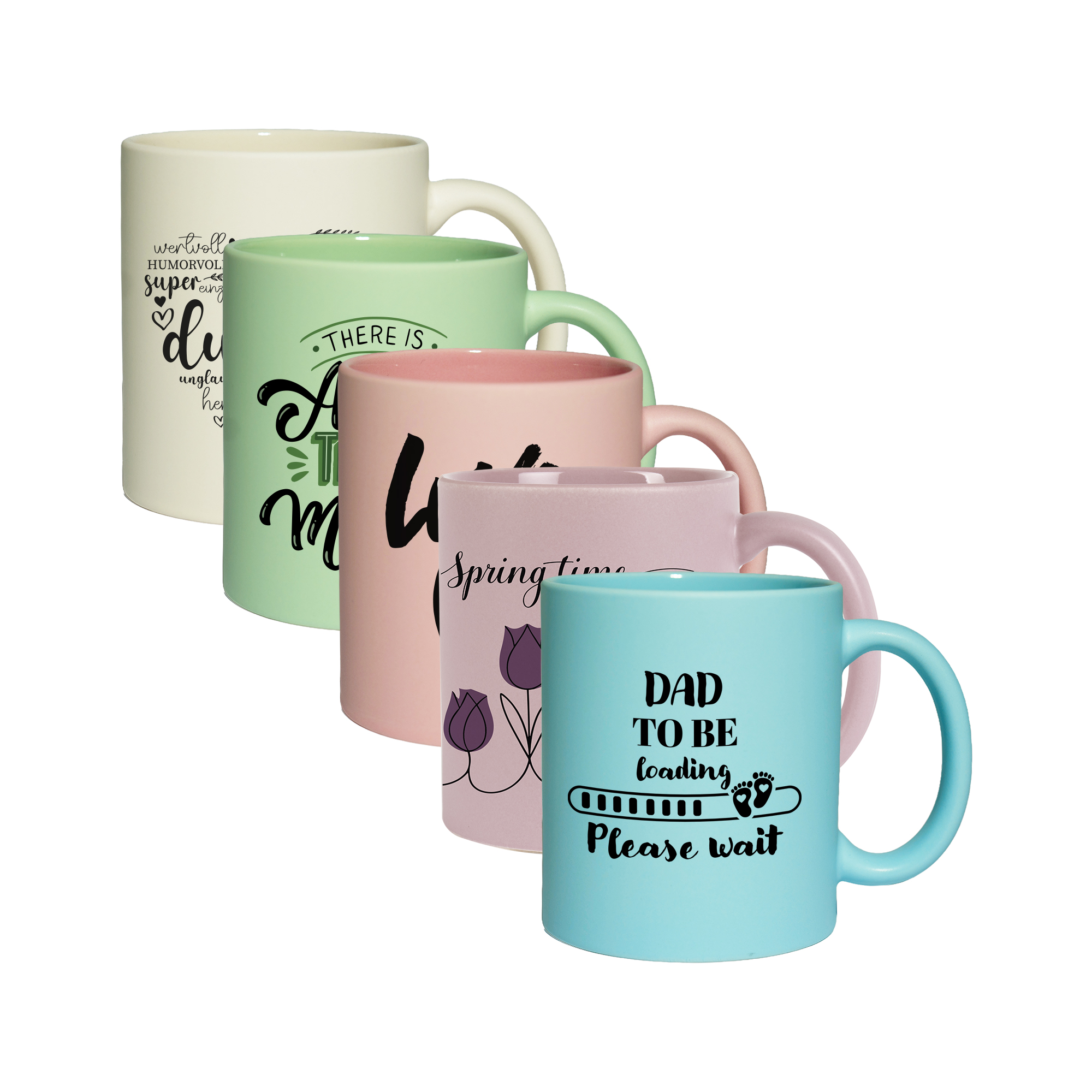 11 oz ceramic mug in pastel colors, div. colours