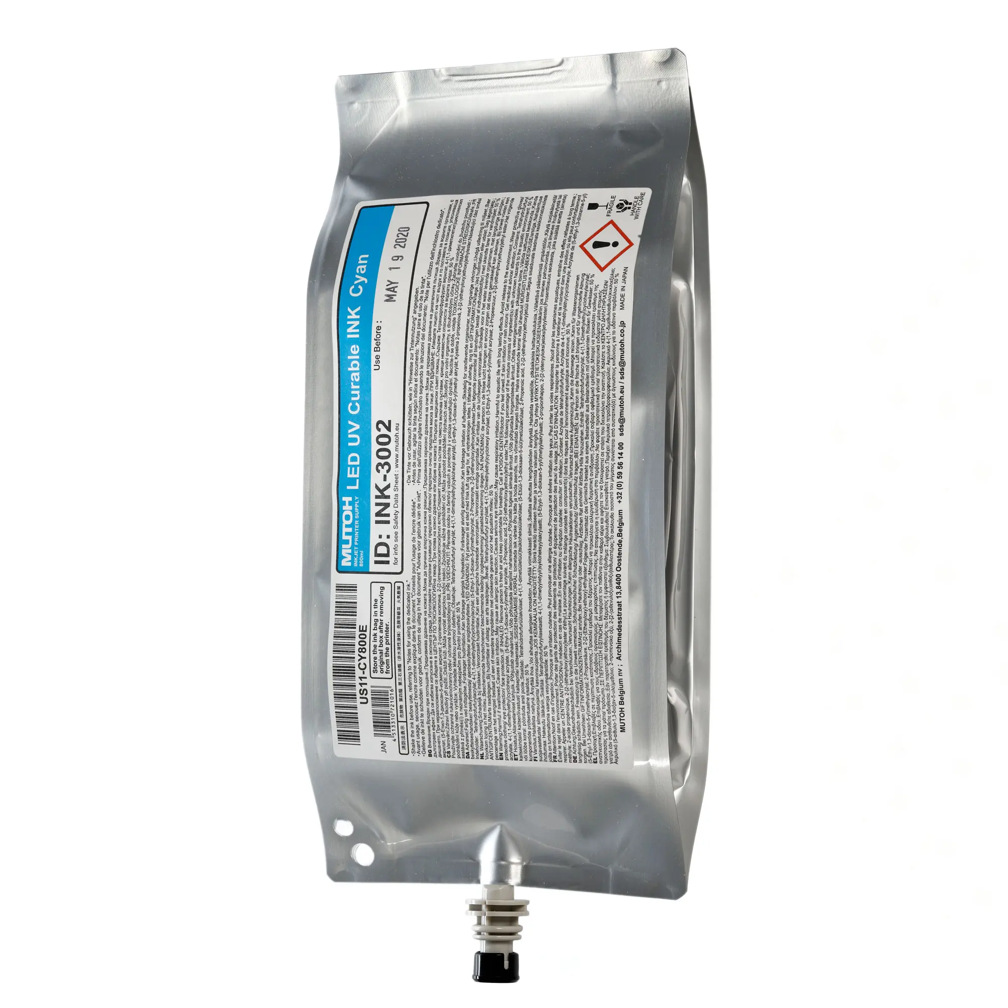 US11 Flex LED UV Ink, various colours, 800 ml ink pack