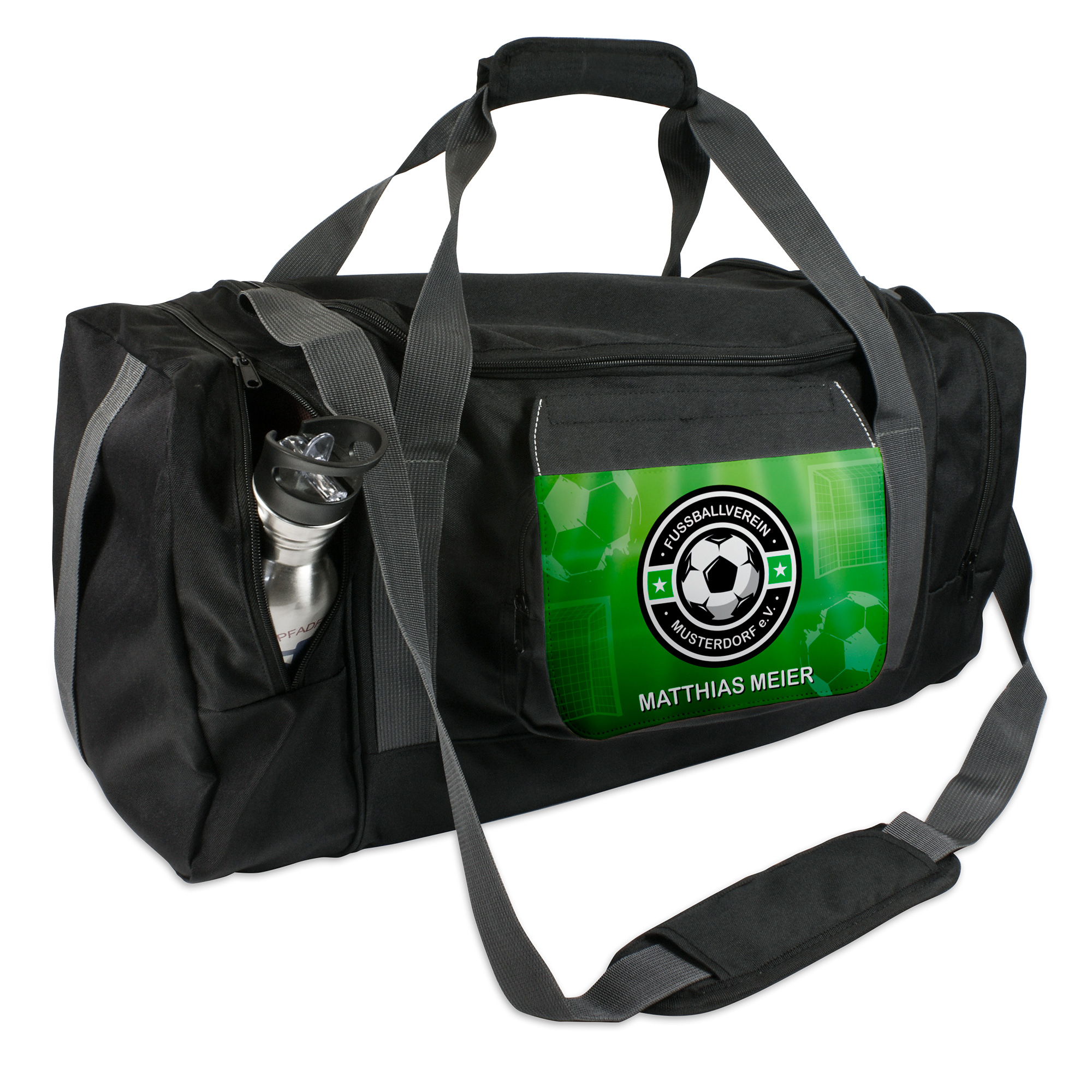 Sports bag FLORIDA, with a interchangeable front flap, black, size (LxHxW) 600 x 270 x 300 mm, 20 pcs./carton