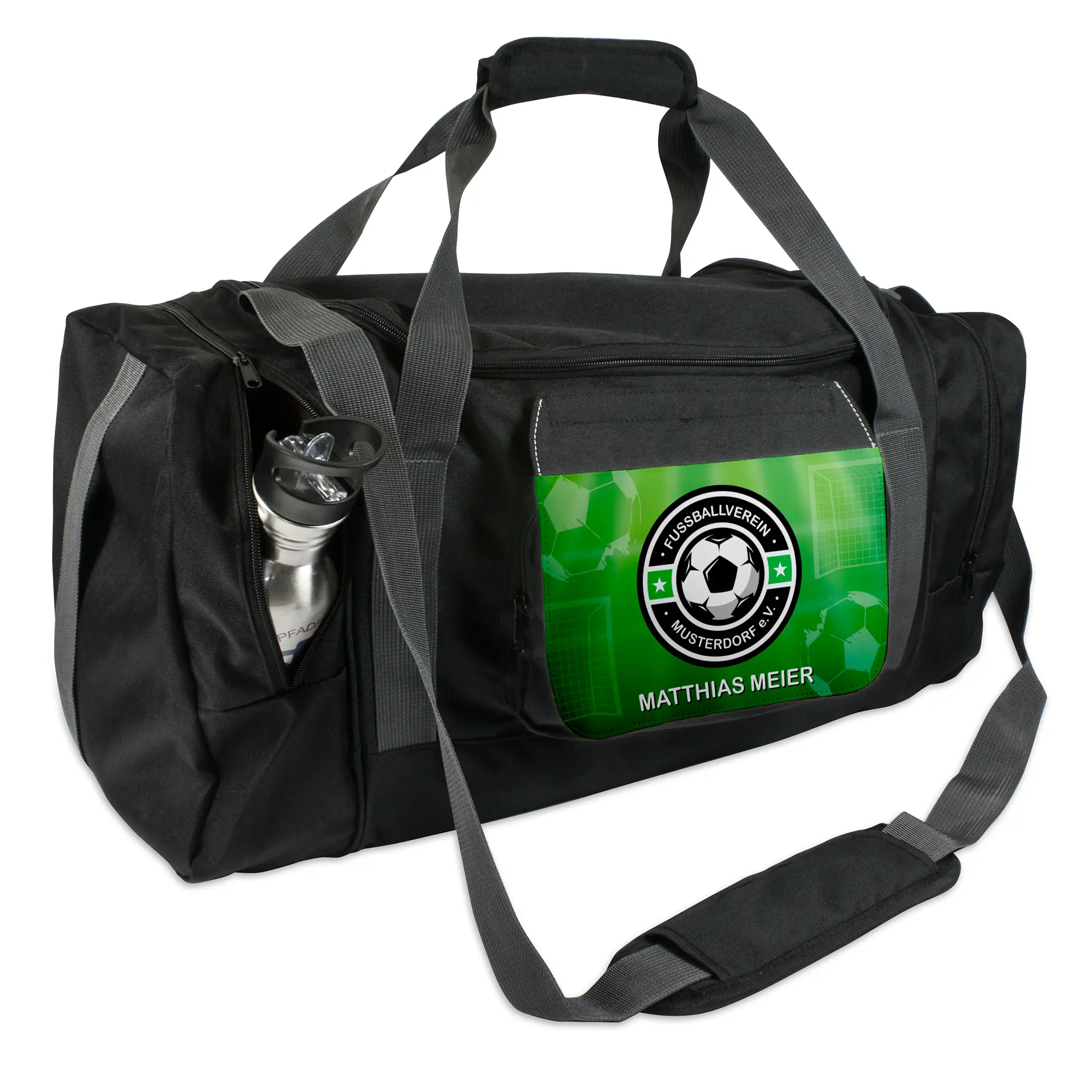 Sac de sport FLORIDA, avec rabat interchangeable, noir, taille (LxHxP) 600 x 270 x 300 mm, 20 pcs./carton