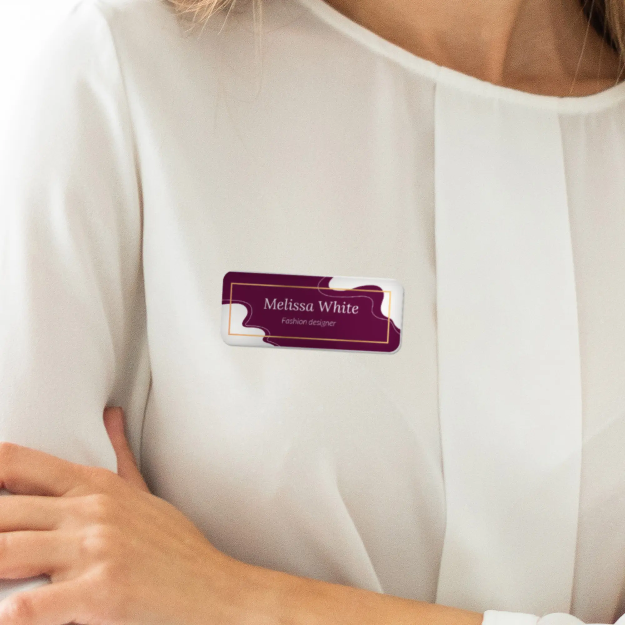 UNISUB Namensschild, Größe 32 x 75 x 2 mm, Einseitig bedruckbar, Weiß-glänzend