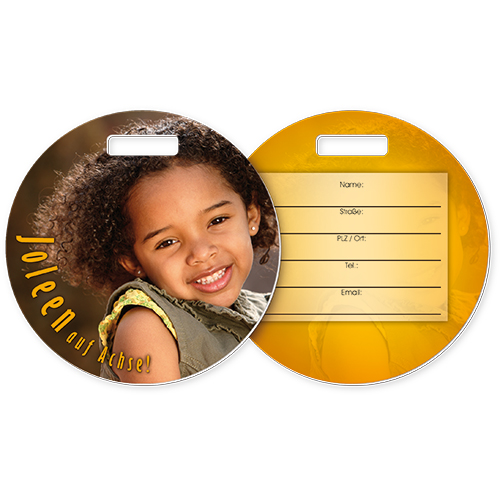 UNISUB etiquette à bagage rond Ø 100 mm, imprimable recto-verso, couleur blanc brillant, 50 pcs./carton