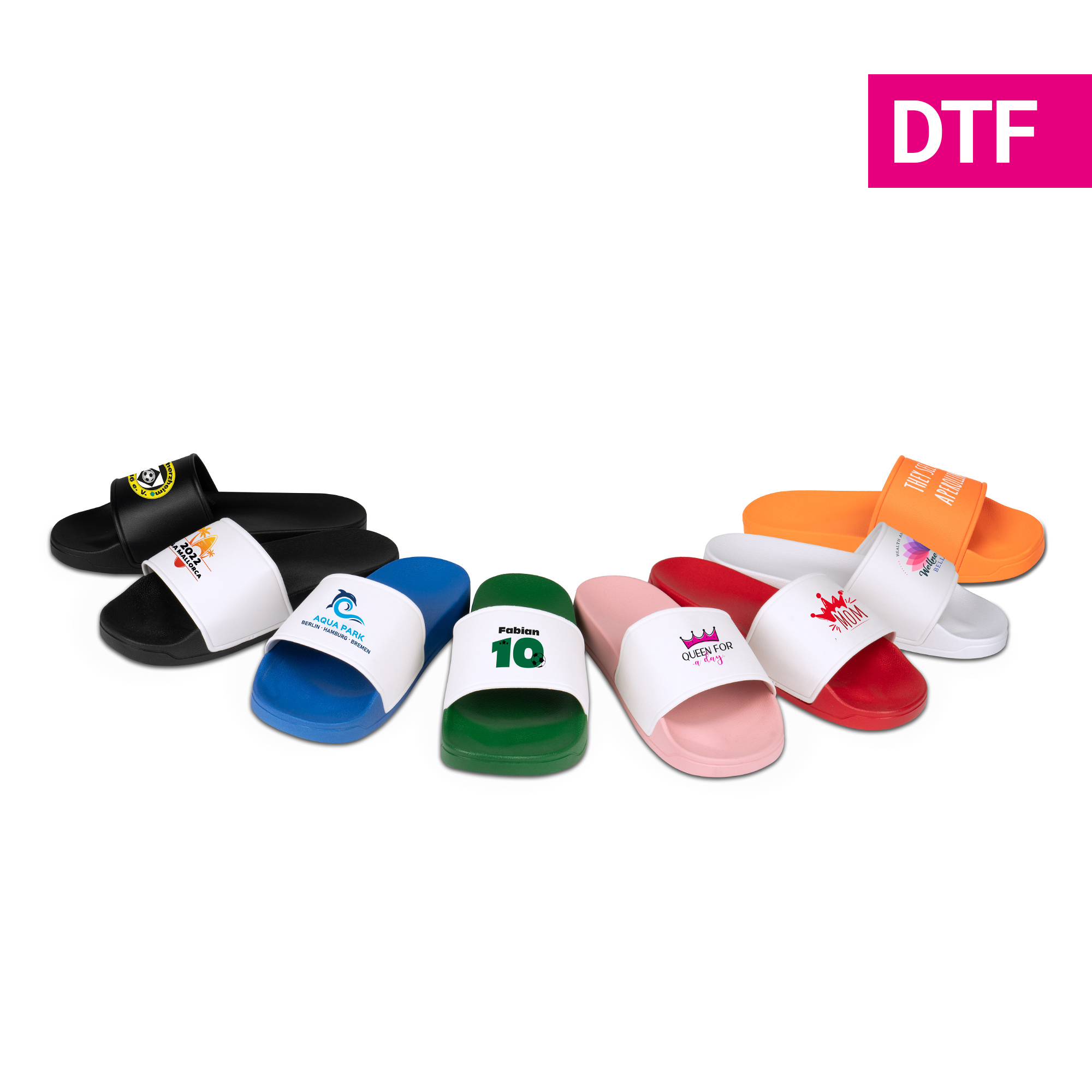 Badelatschen mit bedruckbarer Lasche (für DTF), div. Farben und Größen