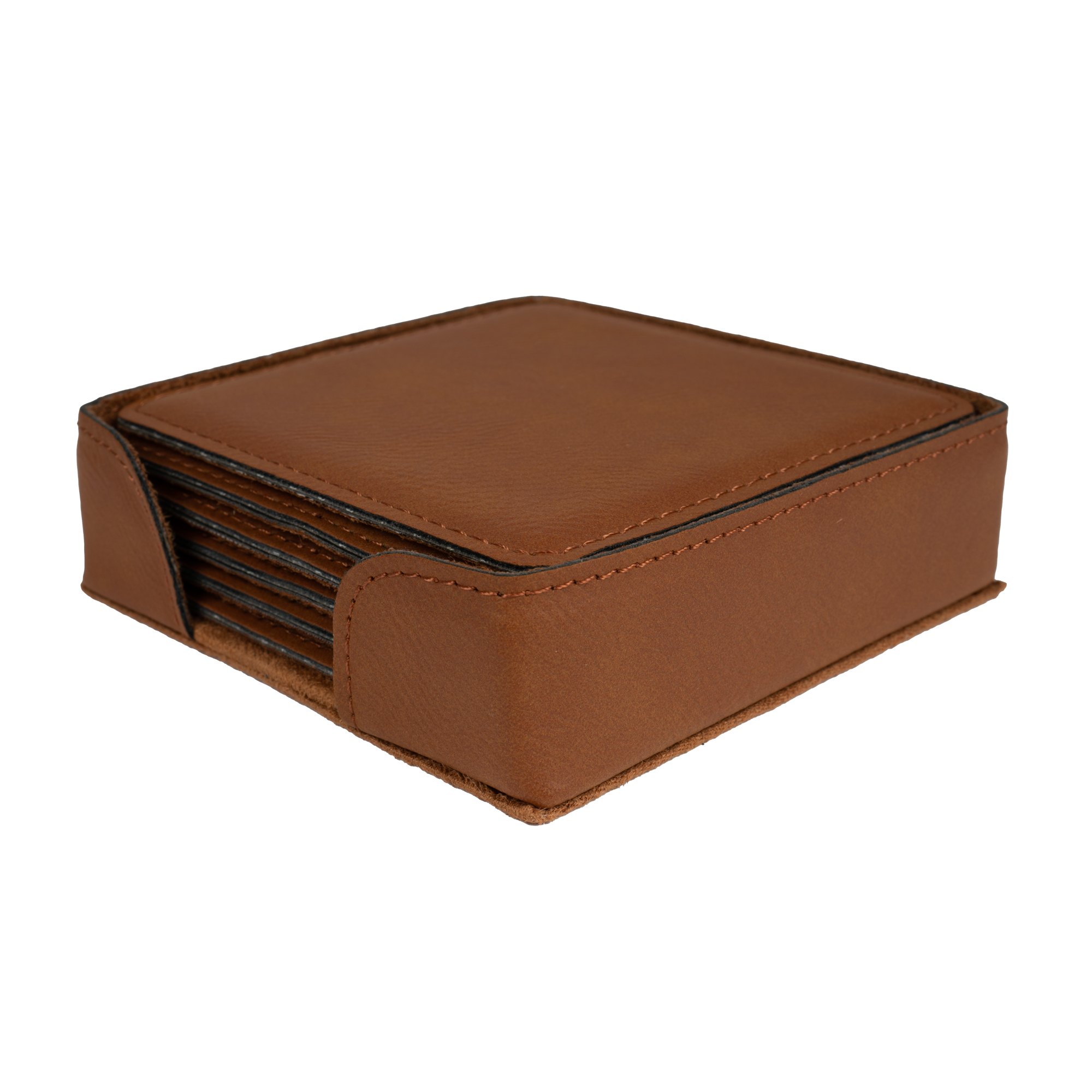Laser Untersetzer-Set aus Kunstleder 100 x 100 mm Set à 6 Stück inkl. Halter, div. Farben Laser Untersetzer-Set aus Kunstleder 100 x 100 mm Set à 6 Stück inkl. Halter, div. Farben