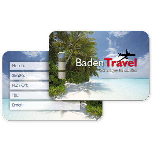 UNISUB etiquette à bagage, taille 70 x 100 mm, imprimable recto-verso, couleur blanc brillant, 50 pcs./carton