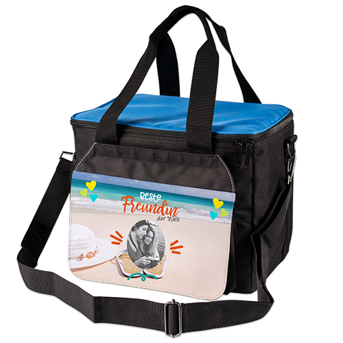 Kühltasche schwarz mit blauem Deckel, Größe (BxHxT) 320 x 260 x 230 mm Kühltasche schwarz mit blauem Deckel, Größe (BxHxT) 320 x 260 x 230 mm