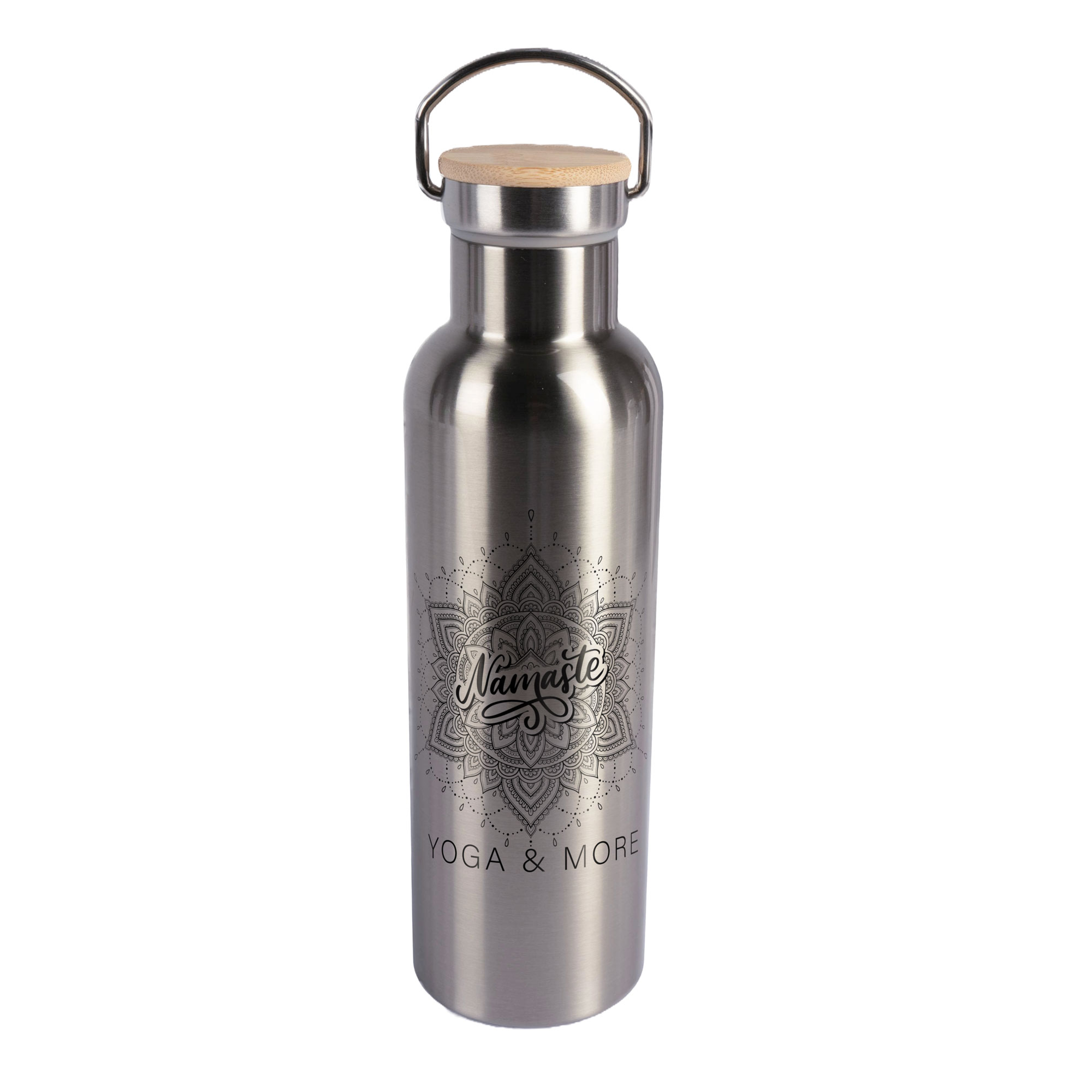 Edelstahl-Thermoflasche mit Bambusdeckel div. Größen und Farben