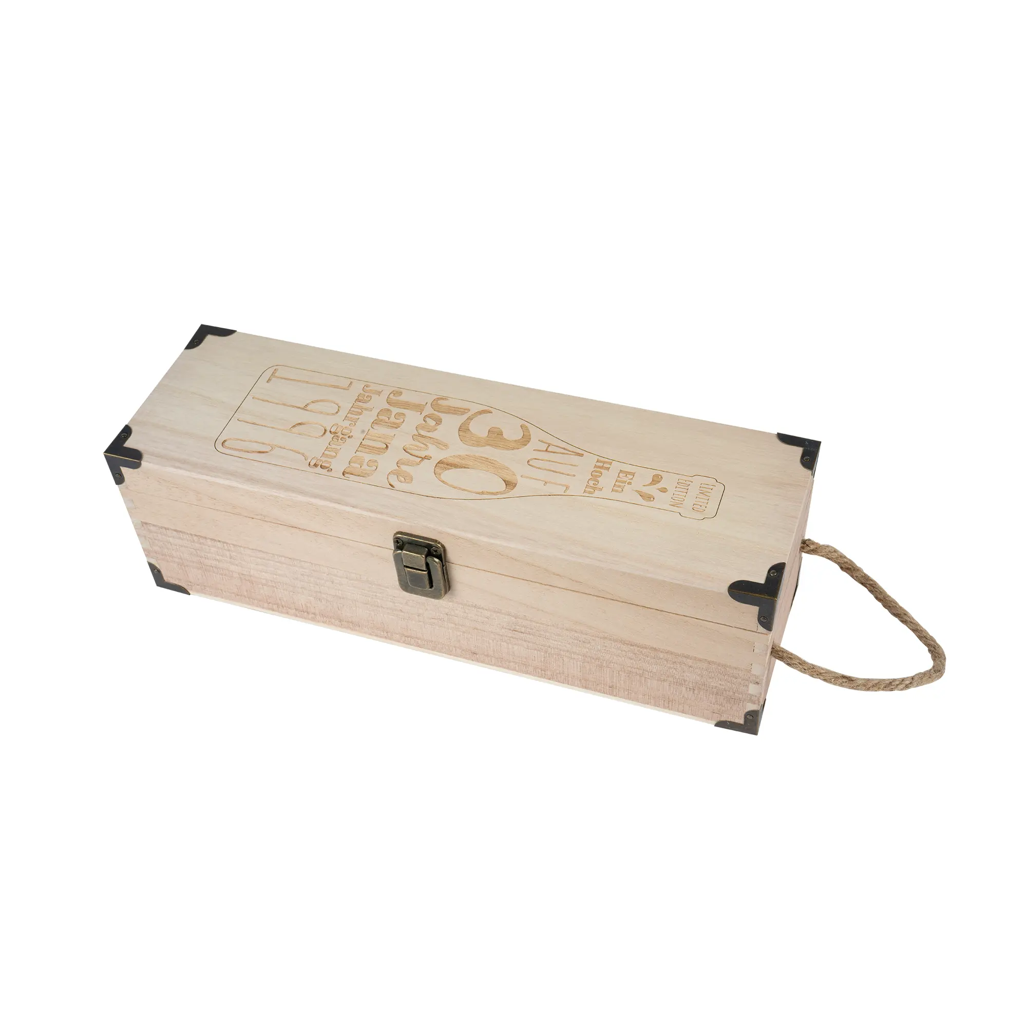 Wooden box for one bottle of wine/sparkling wine for UV & laser engraving, various sizes